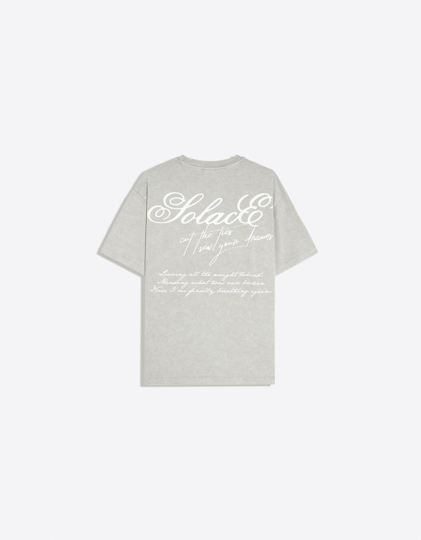 Camiseta manga corta relaxed print-Gris