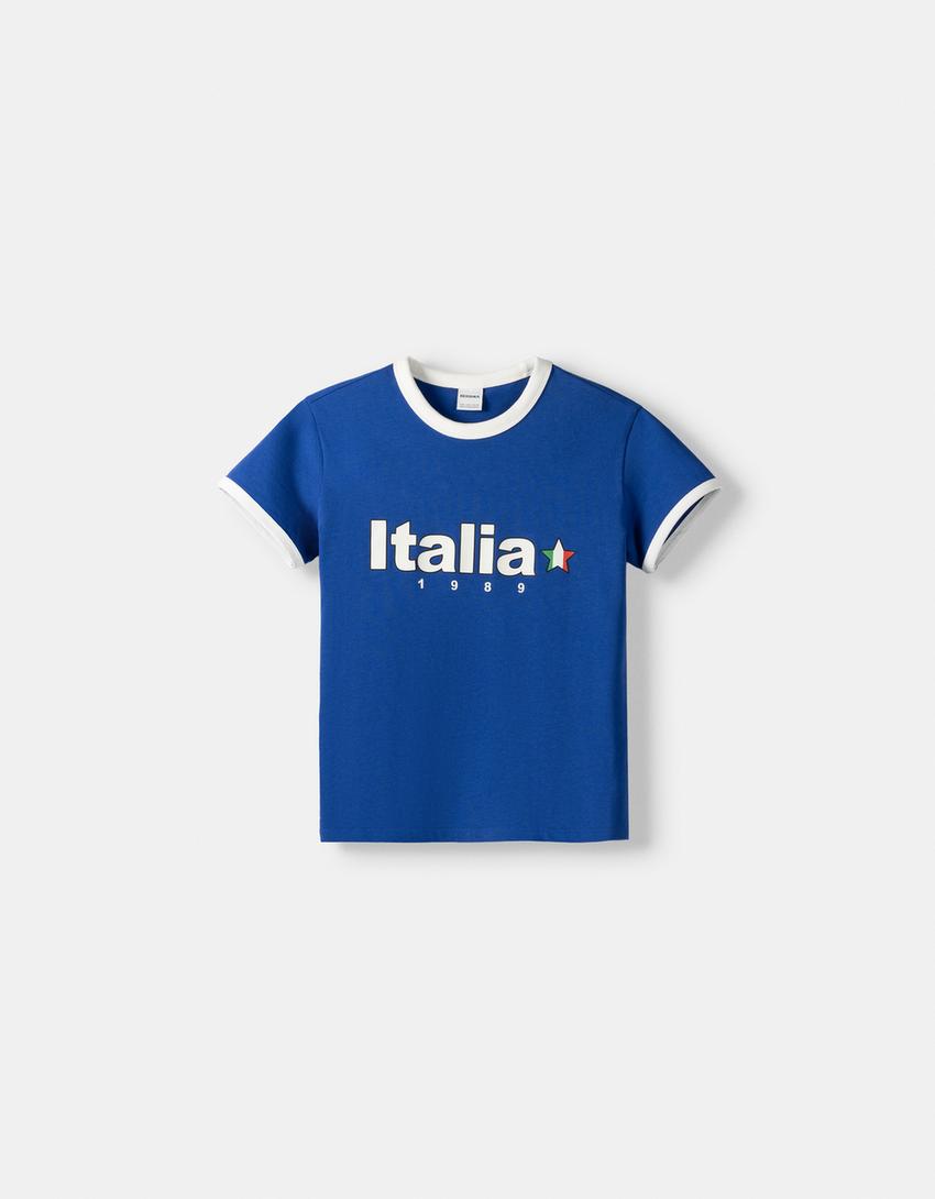 T-shirt manches courtes imprimé-Bleu lavé-5