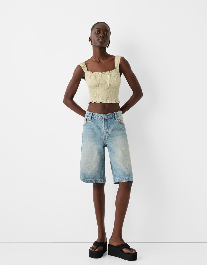 توب بزمة من نسيج ريفي-أخضر-3