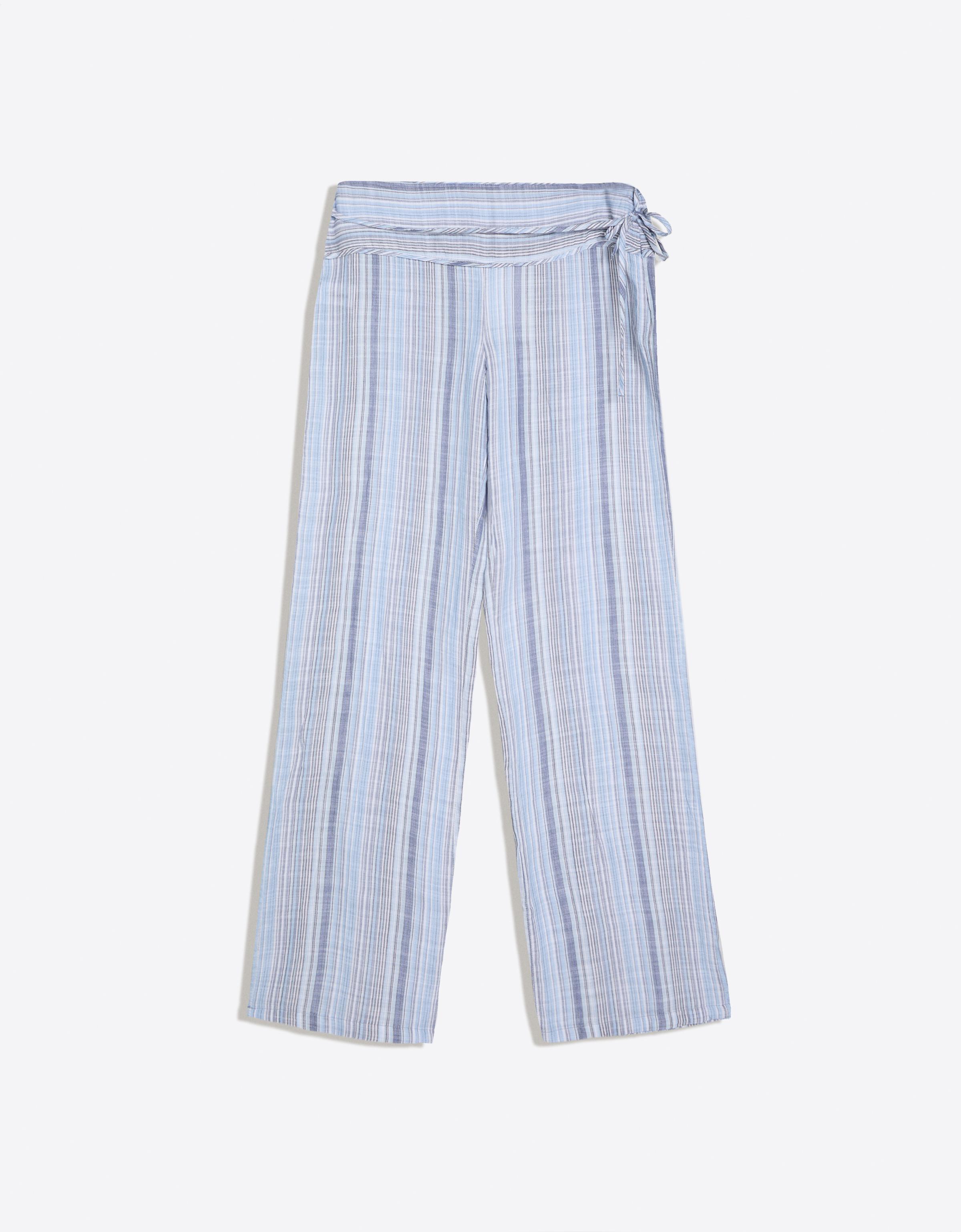 Striped trousers with linen — Washed out blue