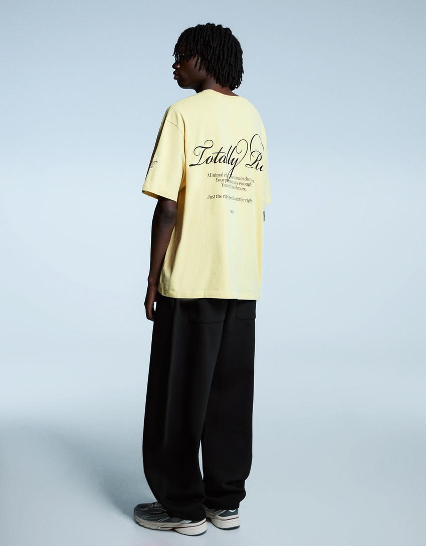 Short sleeve print T-shirt-Yellow