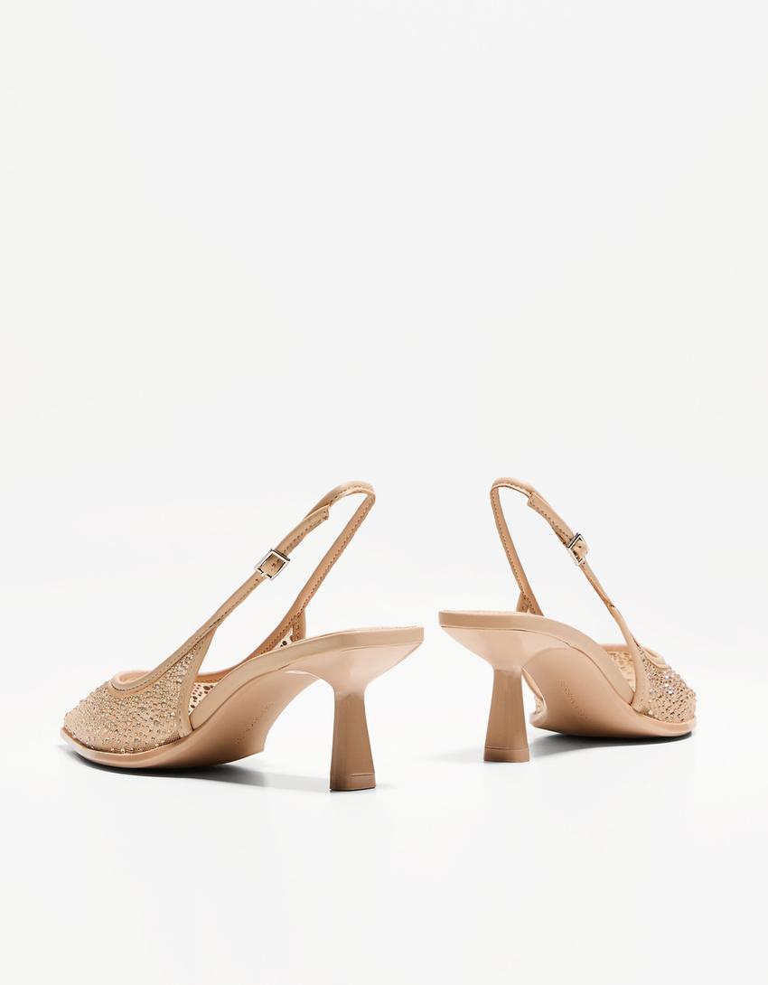 Escarpins talon kitten heel brillants-Sable-3