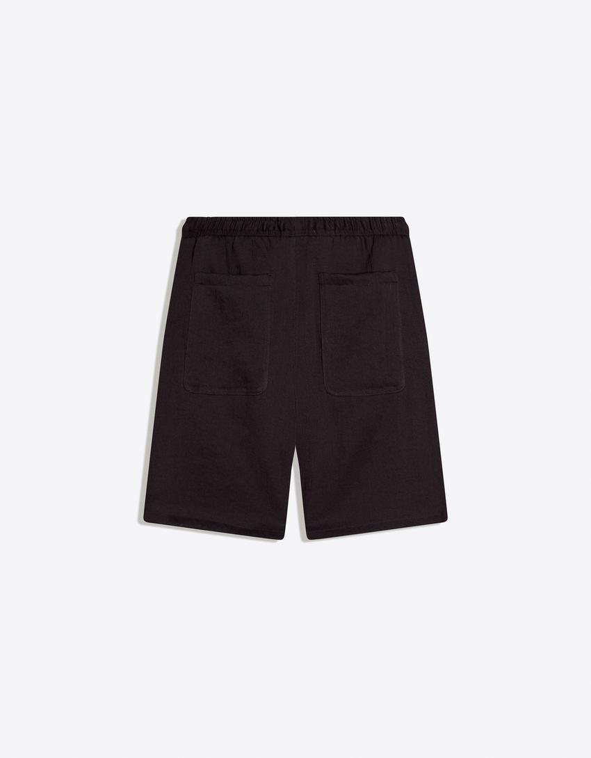Rustic jogger Bermuda shorts-Black