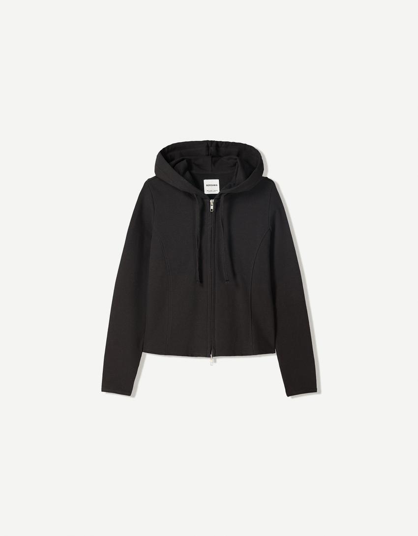 Zip-up hoodie-Black
