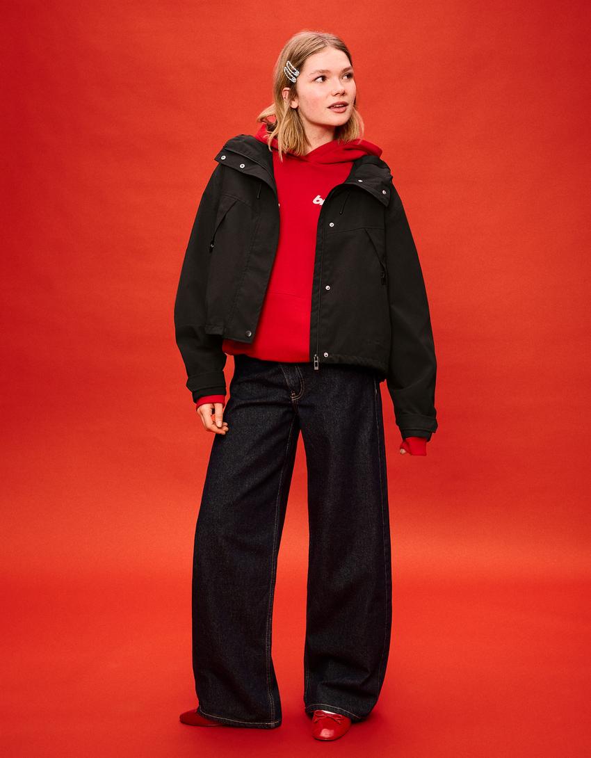 Su geçirmez teknik ceket-Siyah