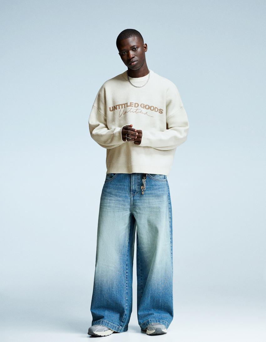 Printed jacquard sweater-Off white