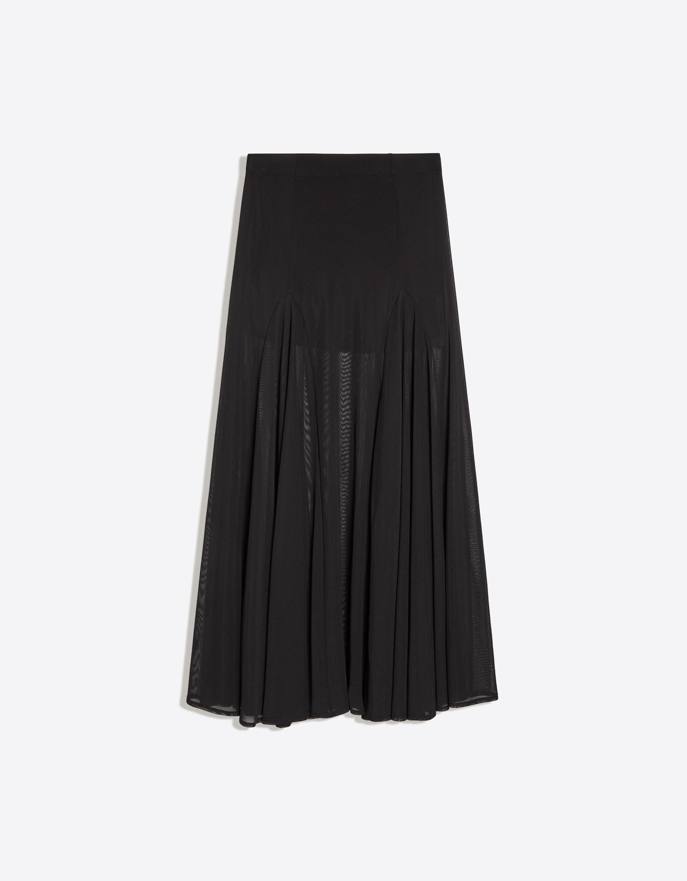 Polka dot mesh midi skirt — Black
