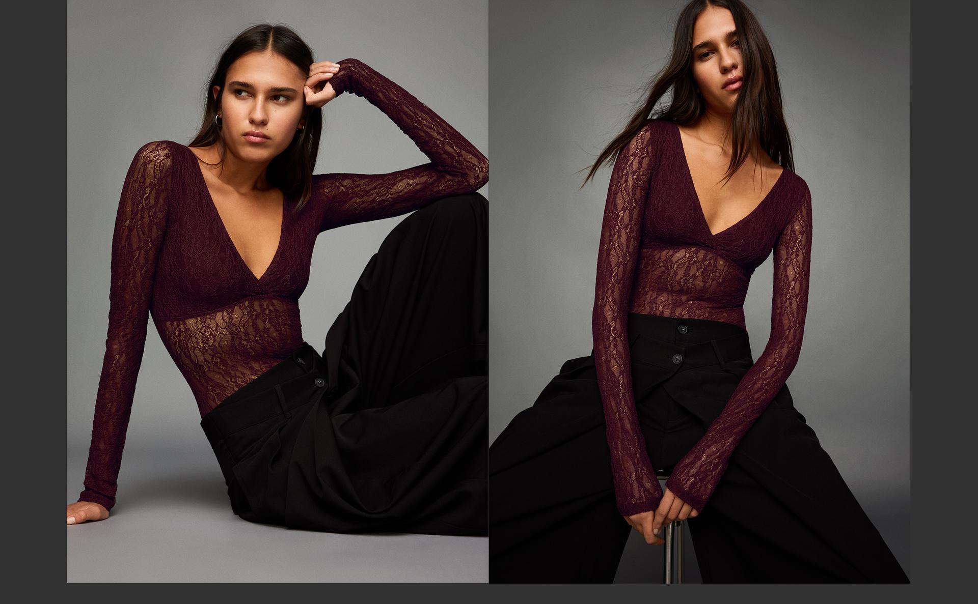 Long sleeve lace bodysuit