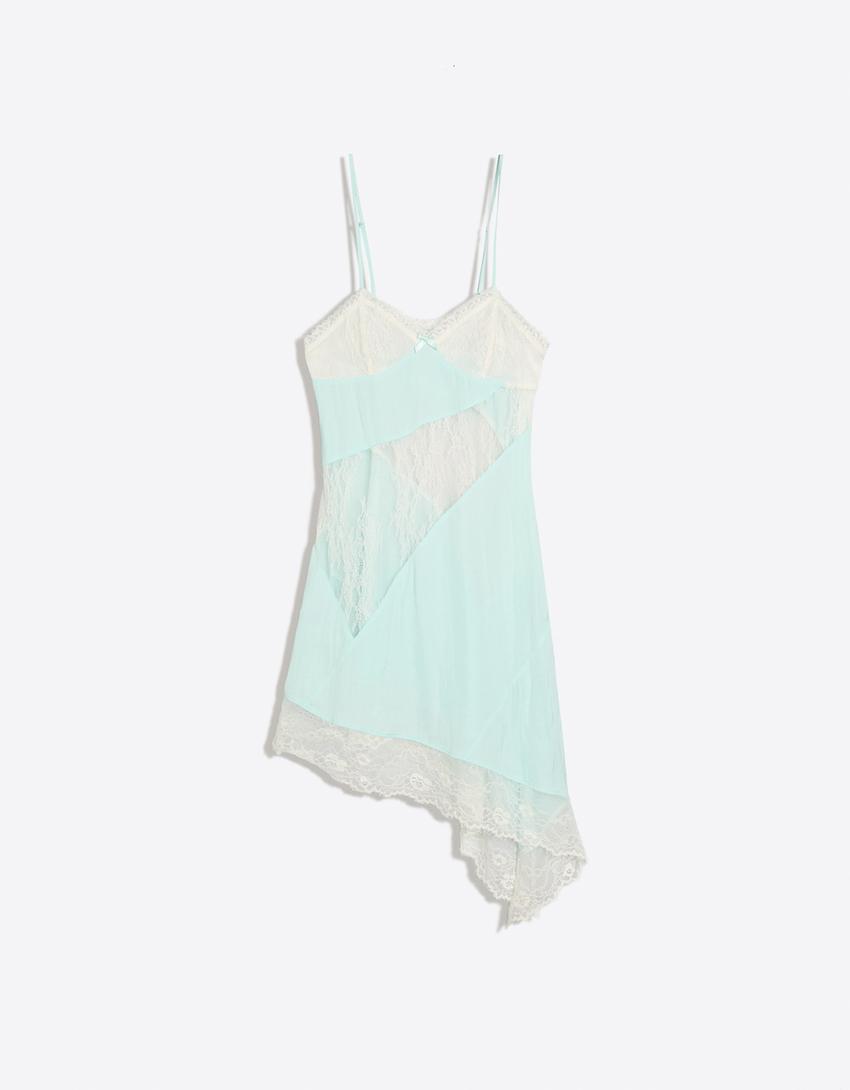 Lace slip dress-White