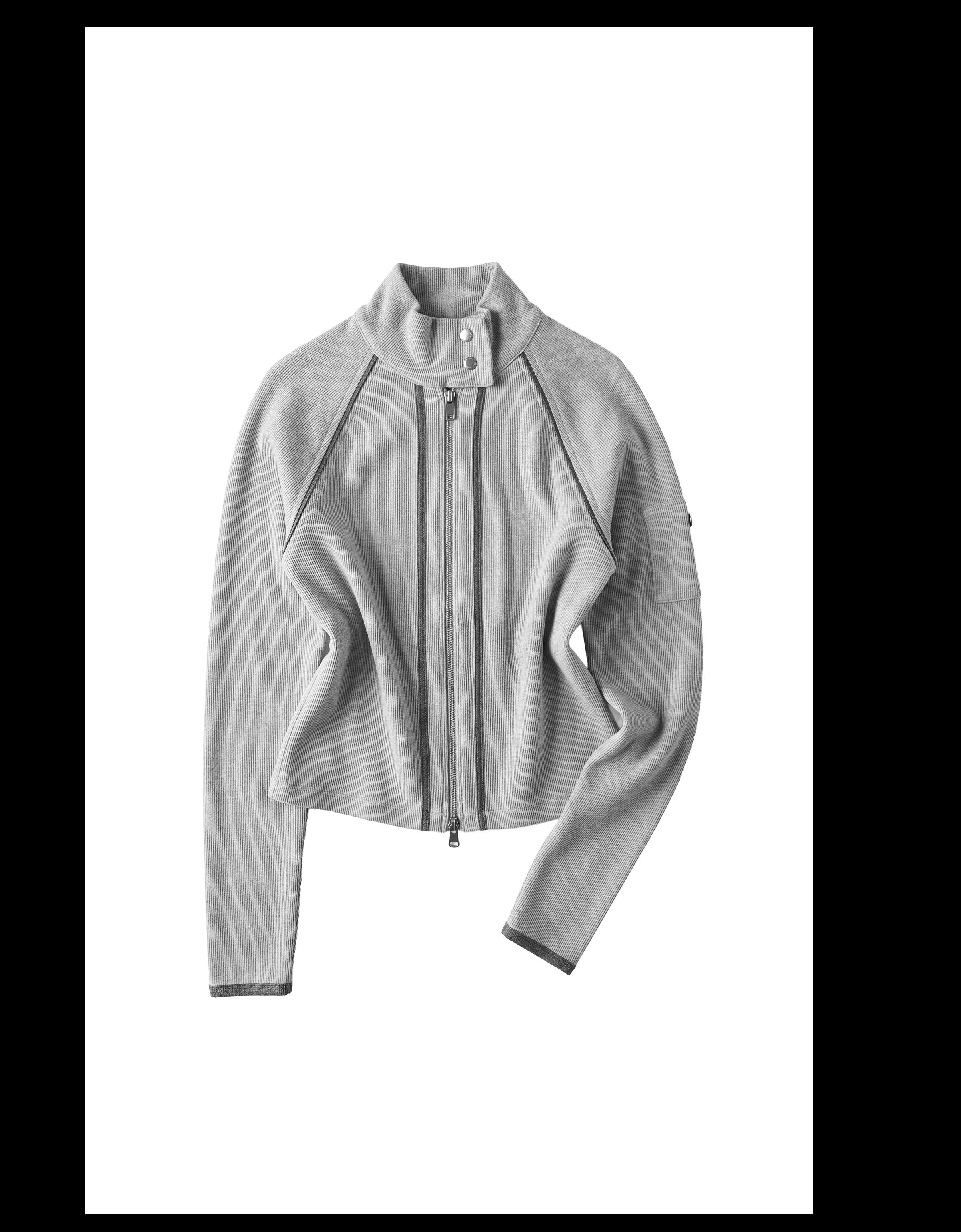Zip-up jacket with contrast trim — Grey