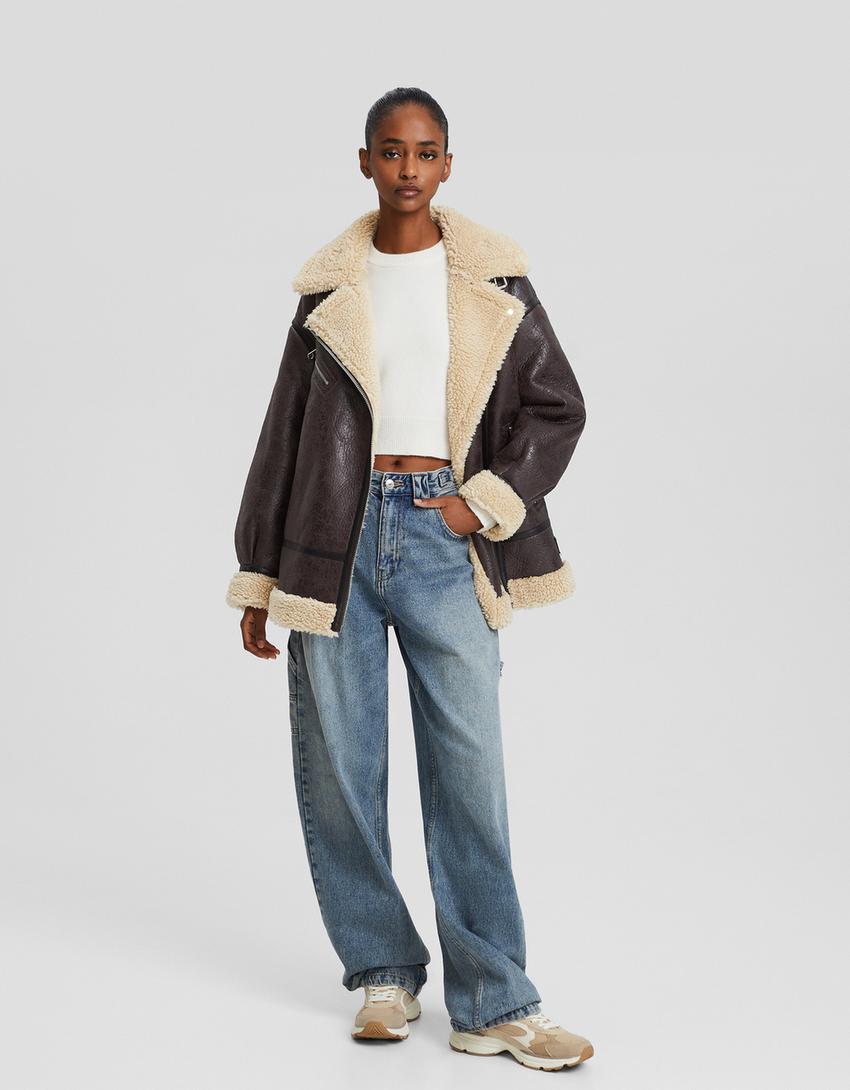 Blusão dupla face polipele-Marrom-3