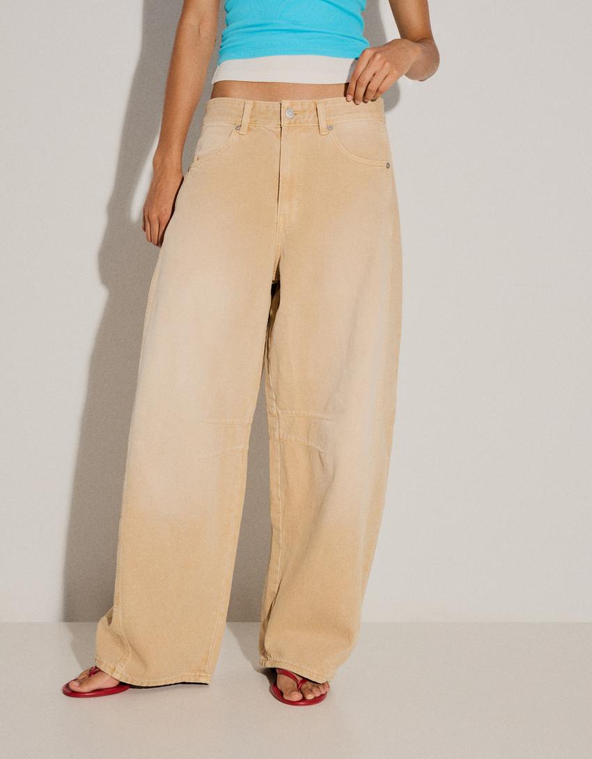 Barrel jeans-Camel