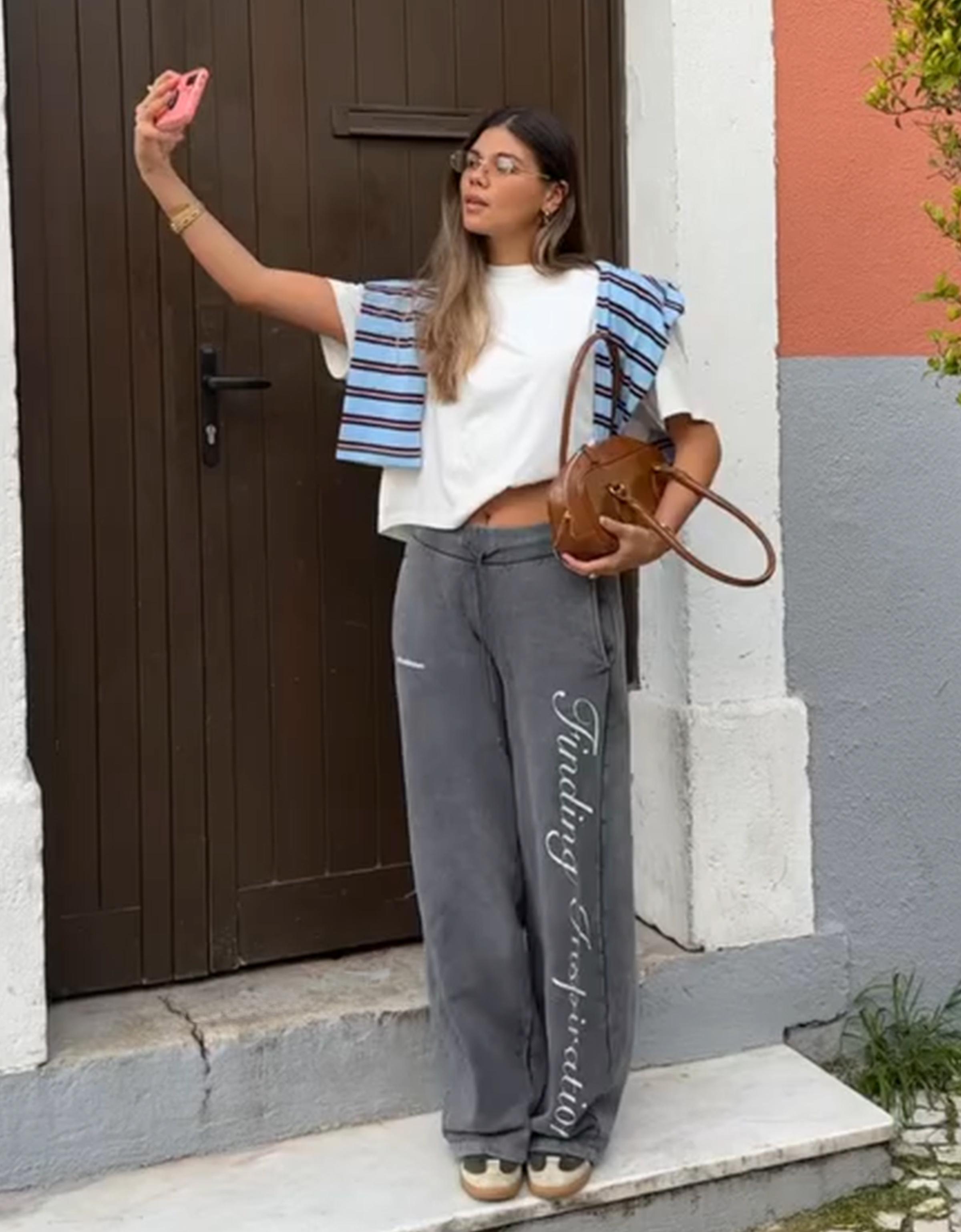 Baskılı barrel fit şardonlu eşofman altı - Görsel 44