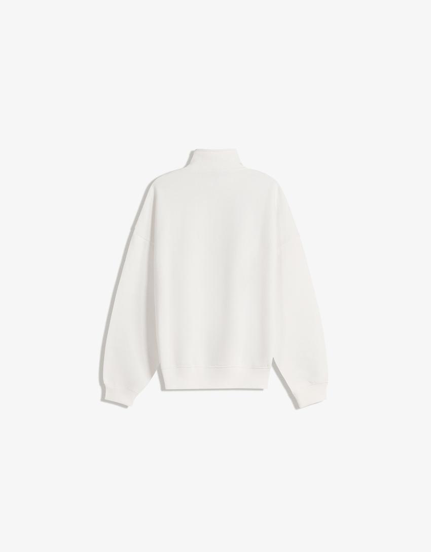 Printed quarter-zip sweatshirt-White