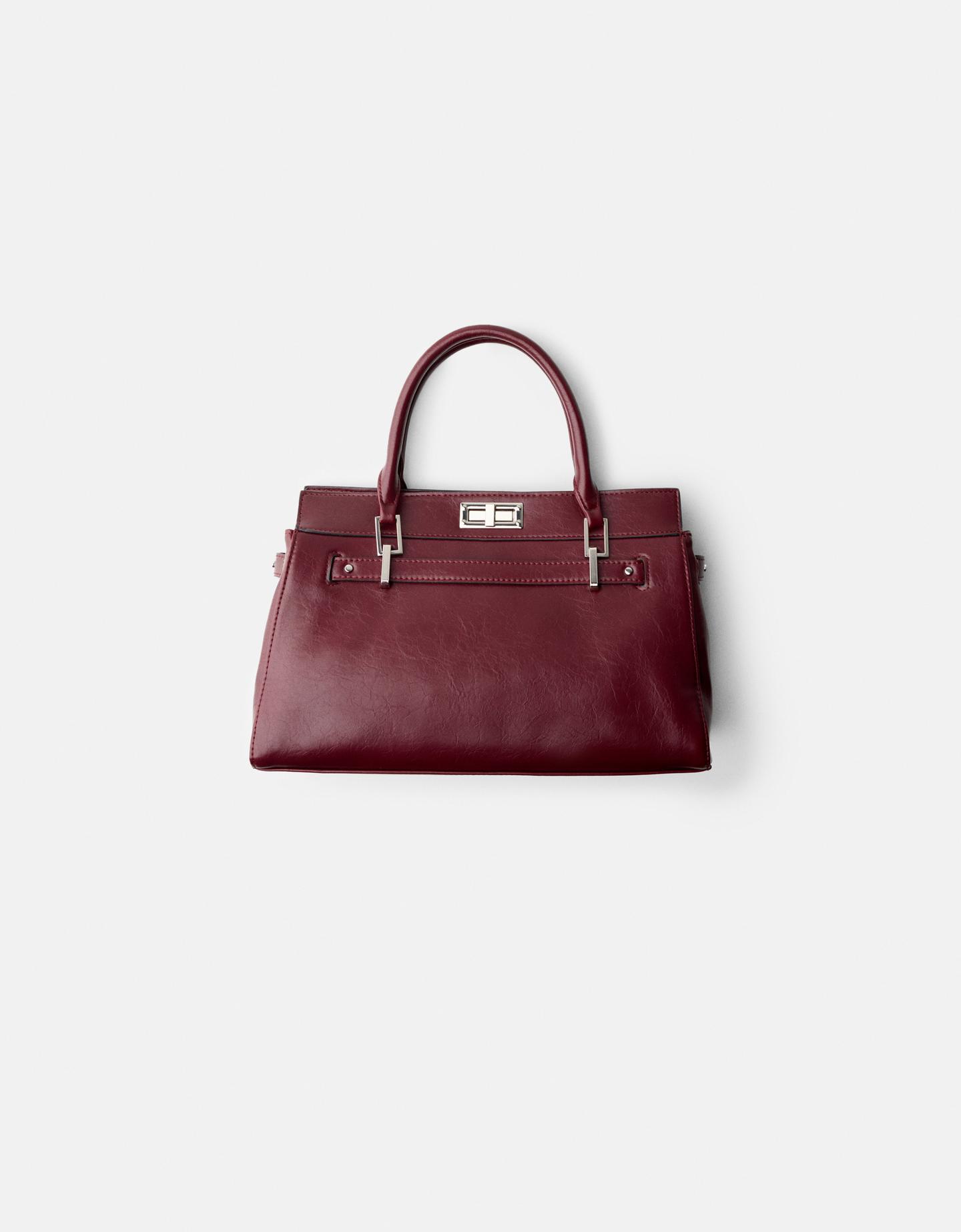 Bershka Bolso Tote Burgundy Mujer Granate