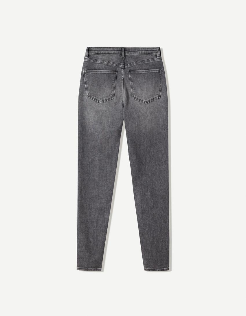 Jeans super high waist skinny-Gris oscuro