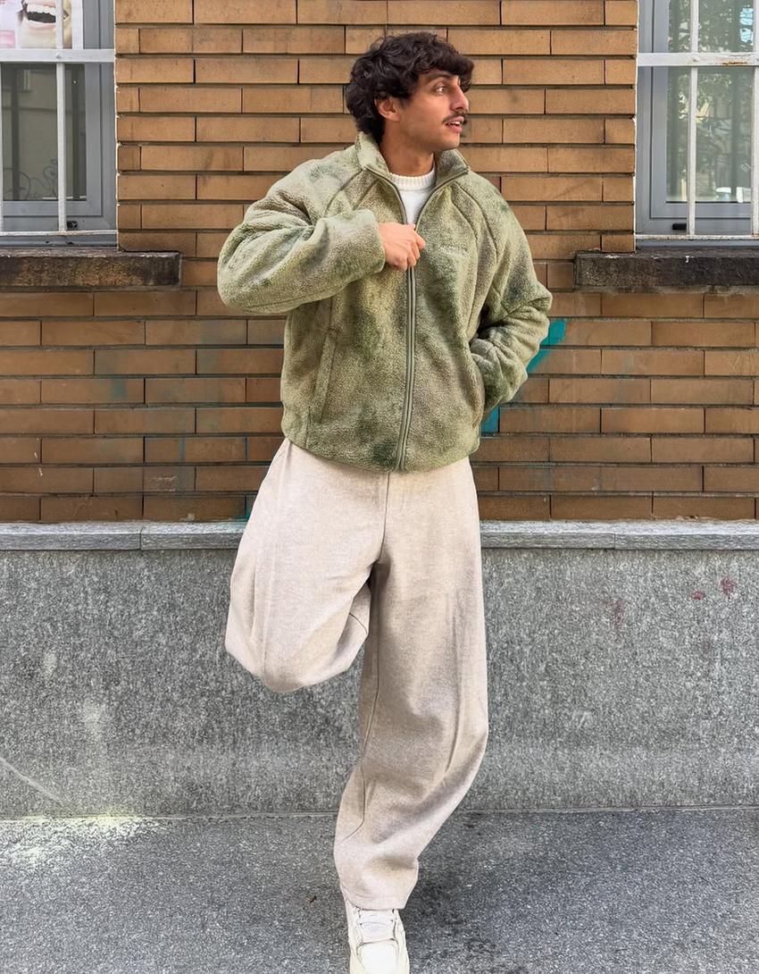 Куртка из искусственной овчины-Хаки