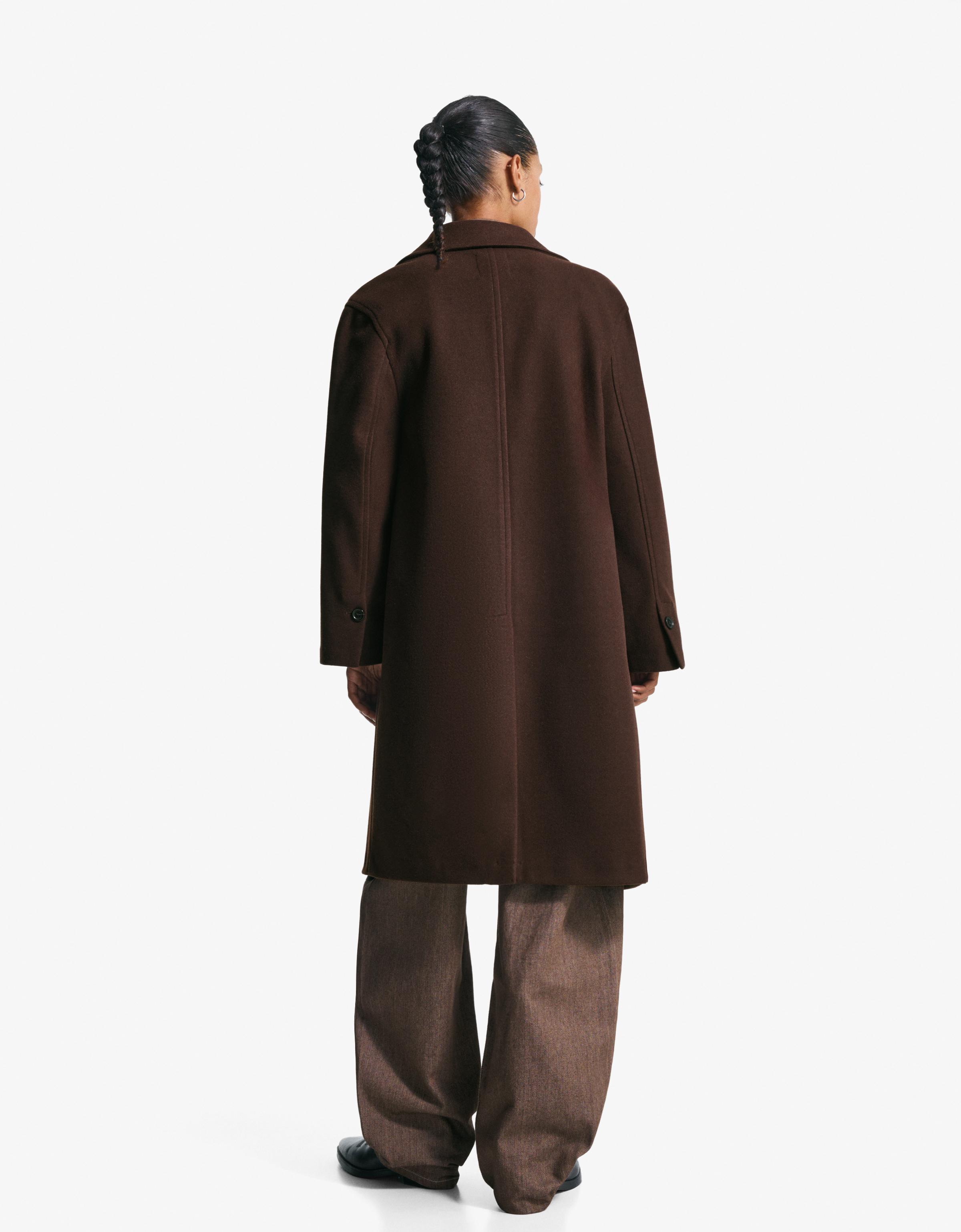 Soft-touch long coat — Brown