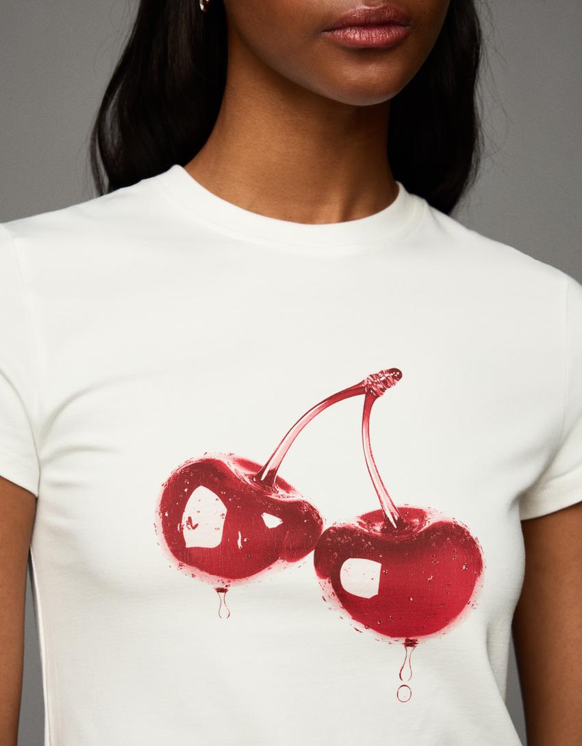 Short sleeve T-shirt with print-Off white