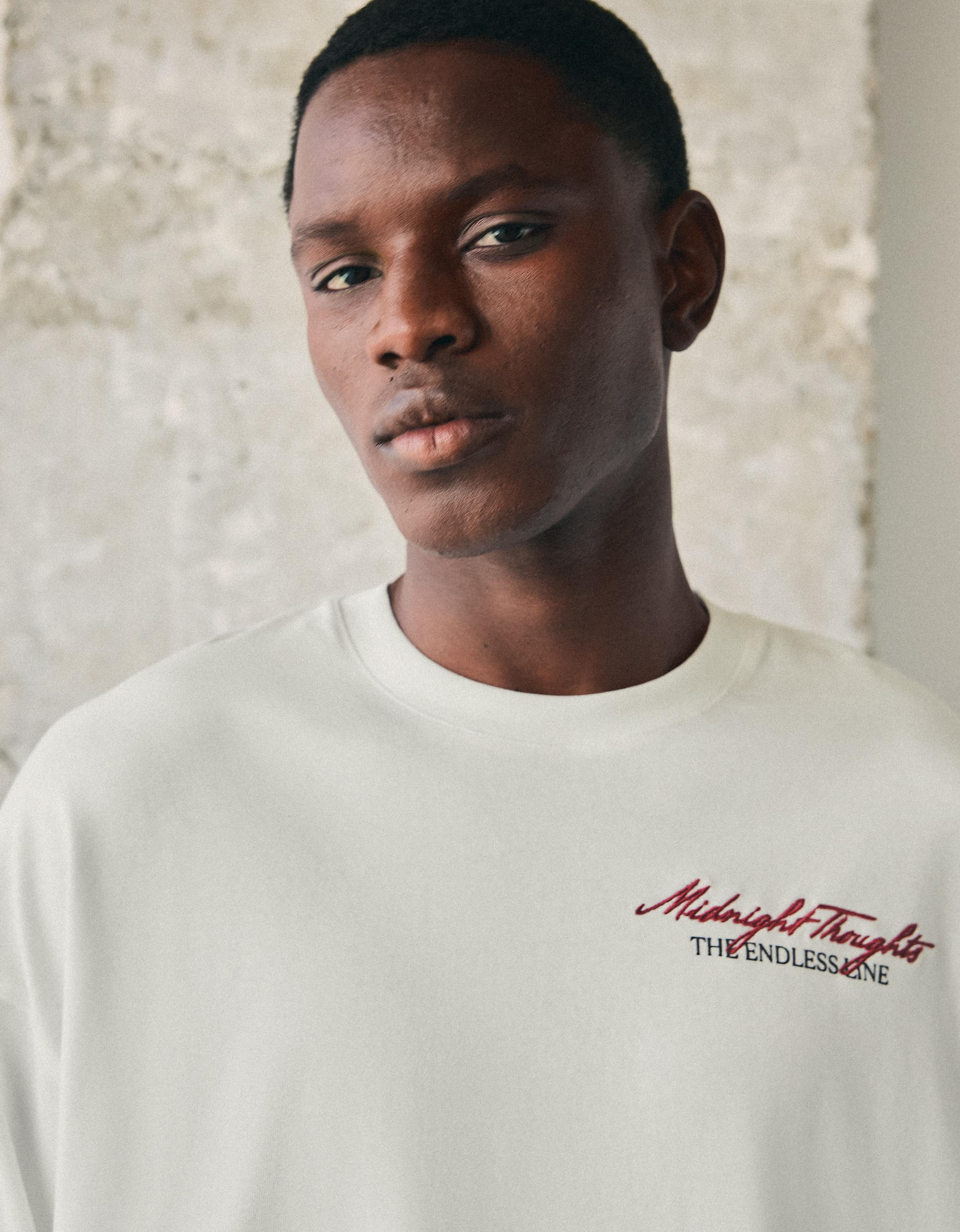 Long sleeve print T-shirt — White