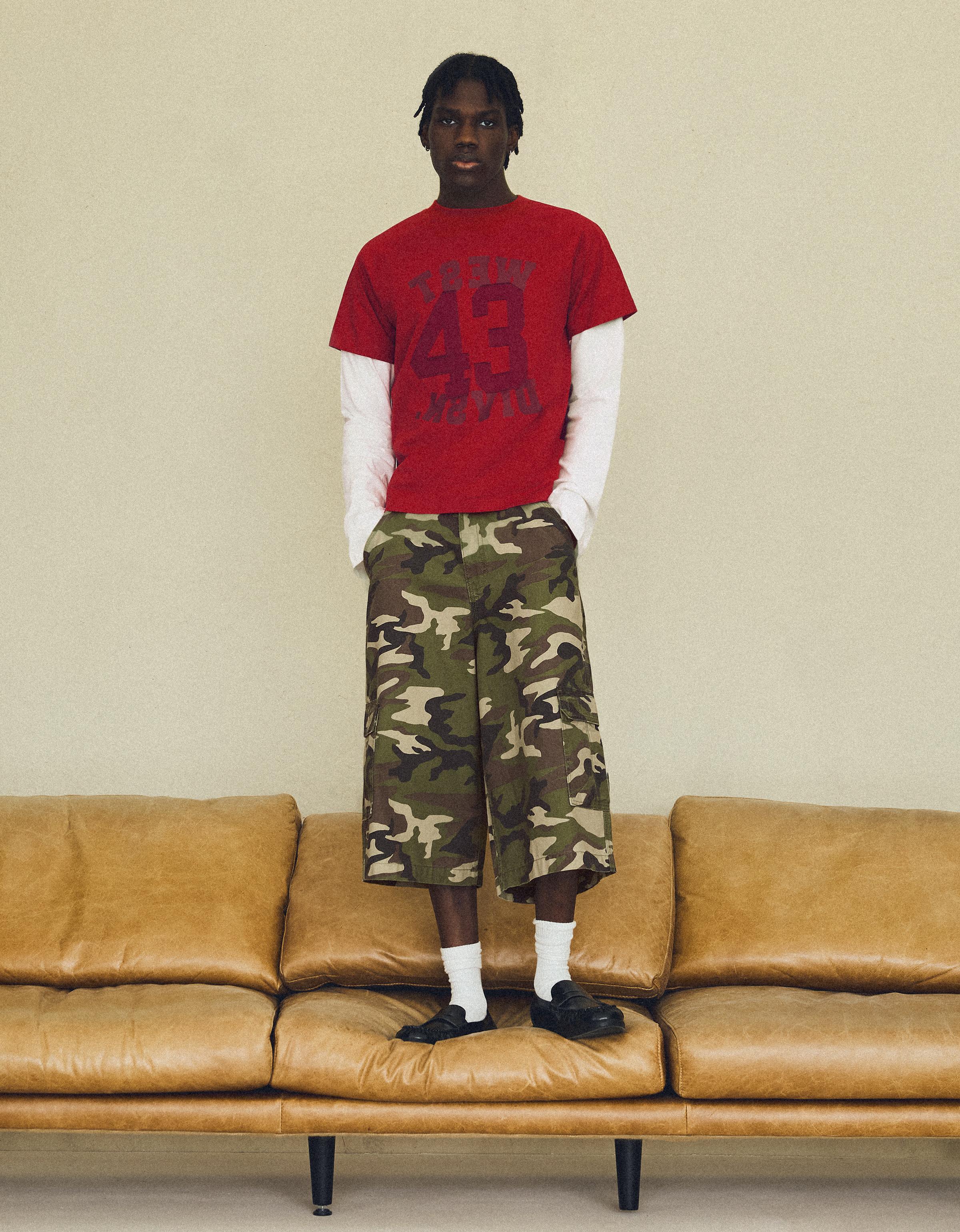 Barrel-leg jorts — Khaki
