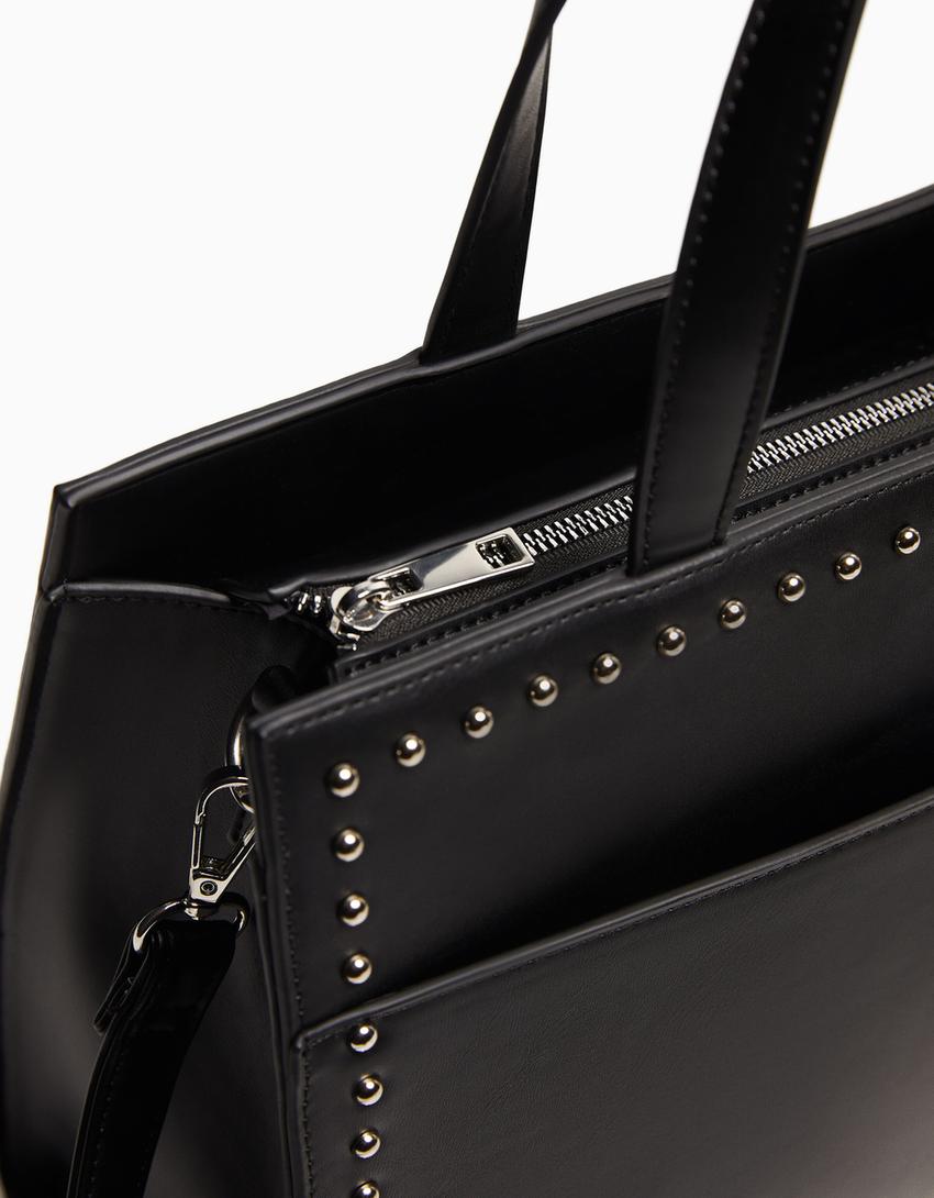 Studded multi-way tote bag-Black-2