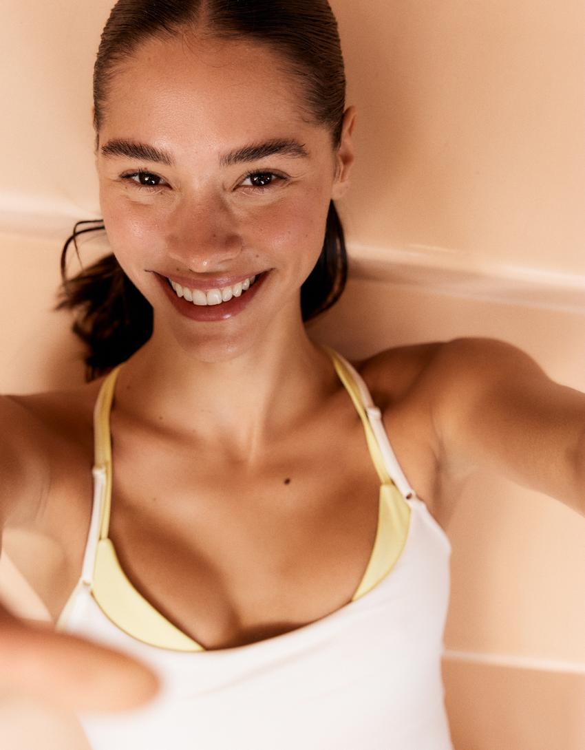 Robe mini à bretelles-Avoine