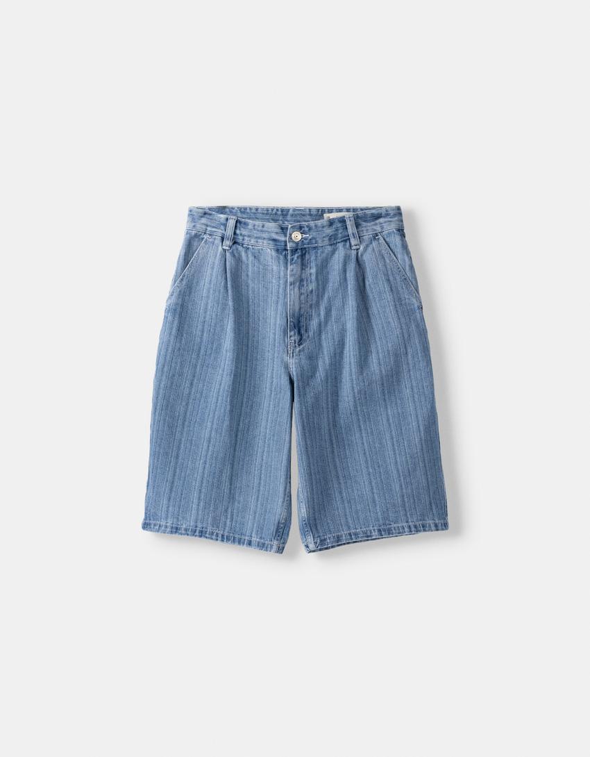 شورت برمودا تزلج من الدنيم-أزرق فاتح-4