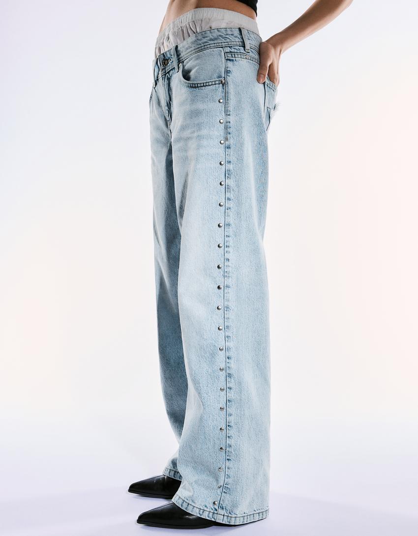 Texans baggy tatxes estrelles-Blau cel-3