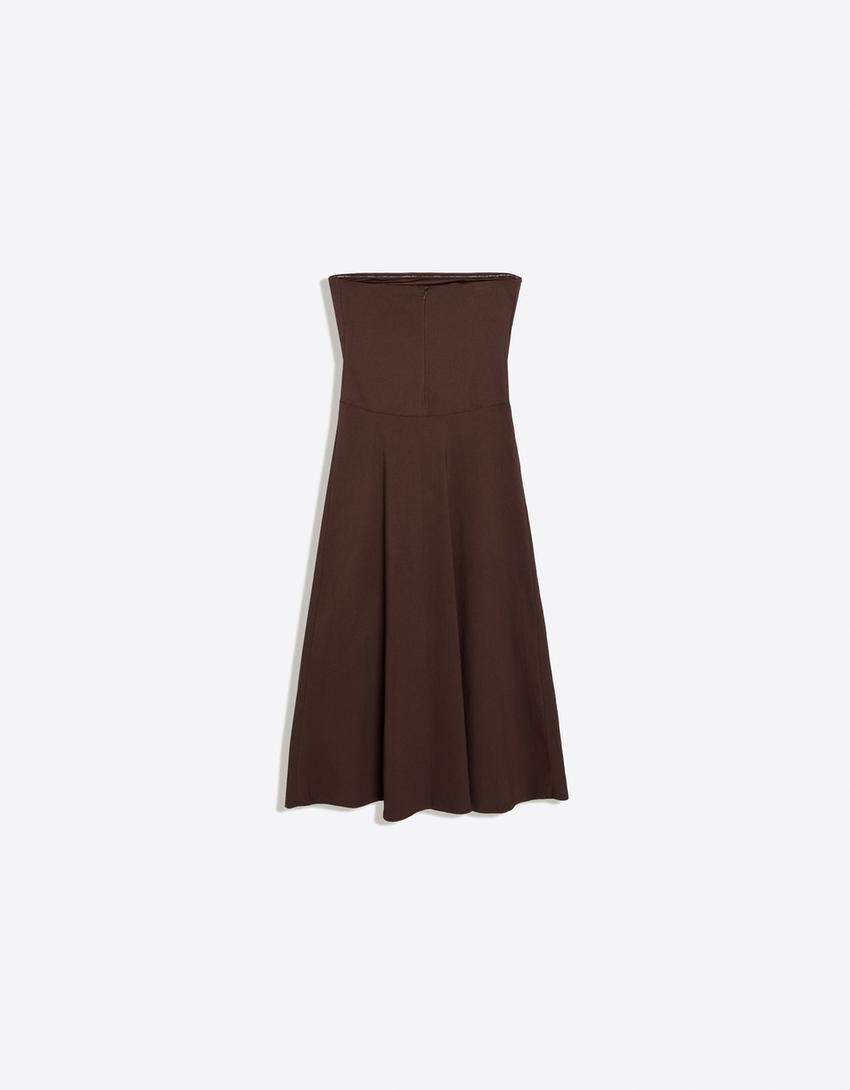 Bandeau midi dress-Brown