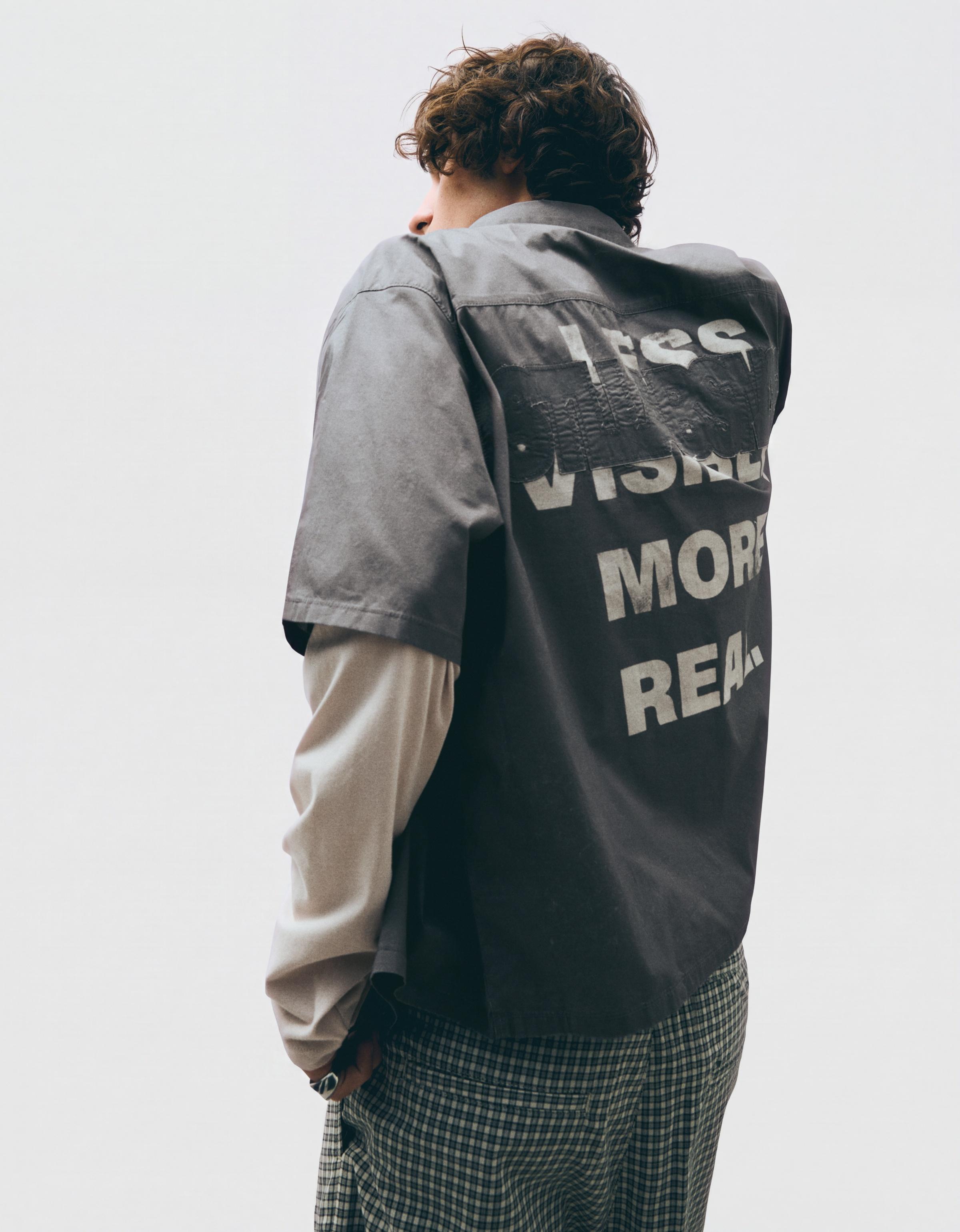 Double sleeve shirt with back print — Grey