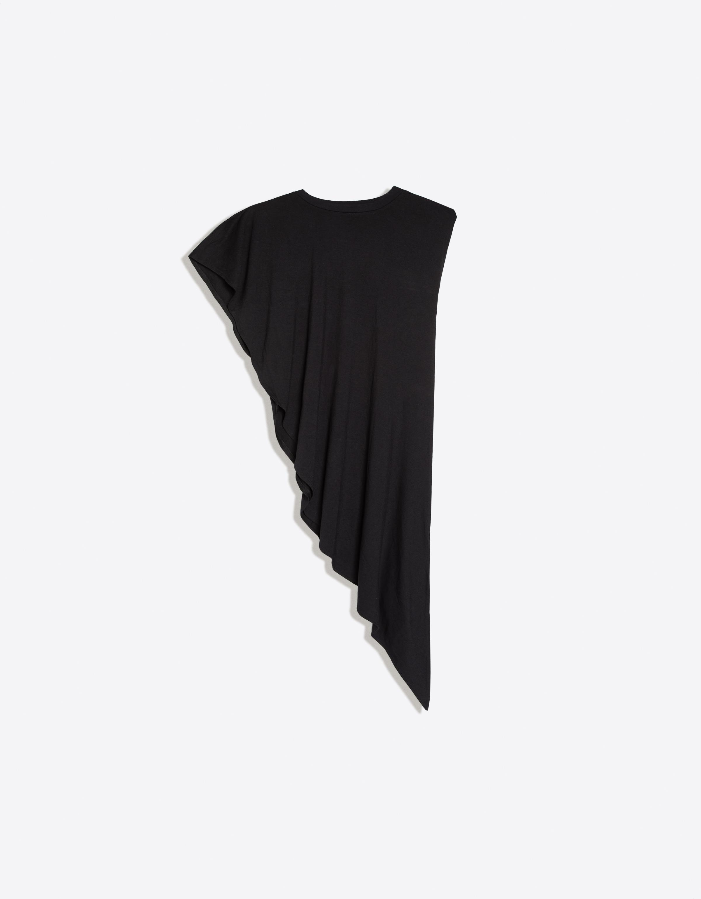 Long asymmetrical T-shirt — Black