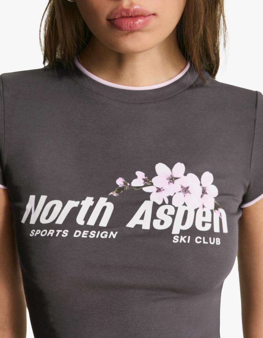 Short sleeve print T-shirt-Dark grey