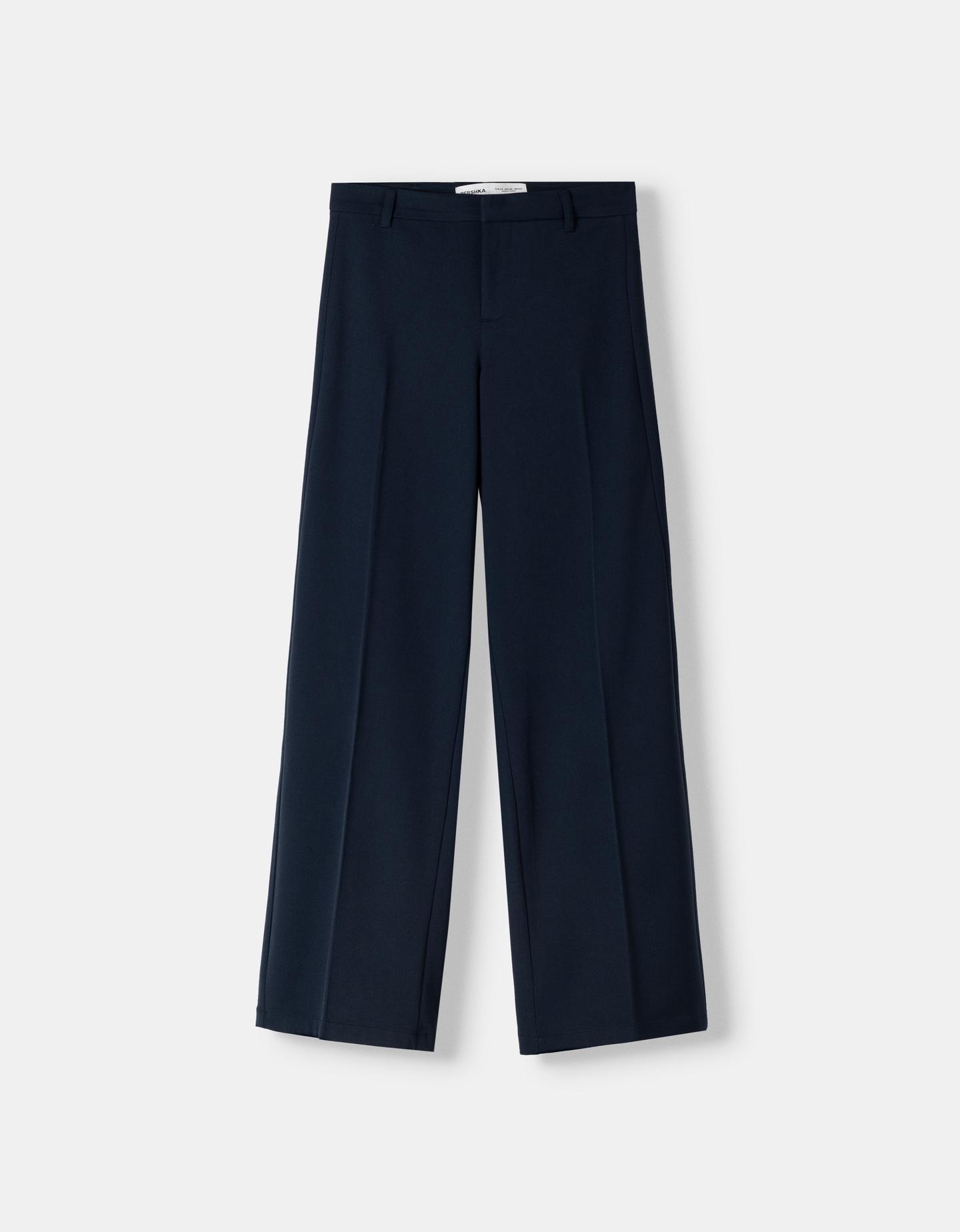 Bershka Pantalón Wide Leg Tailoring Mujer 40 Marino