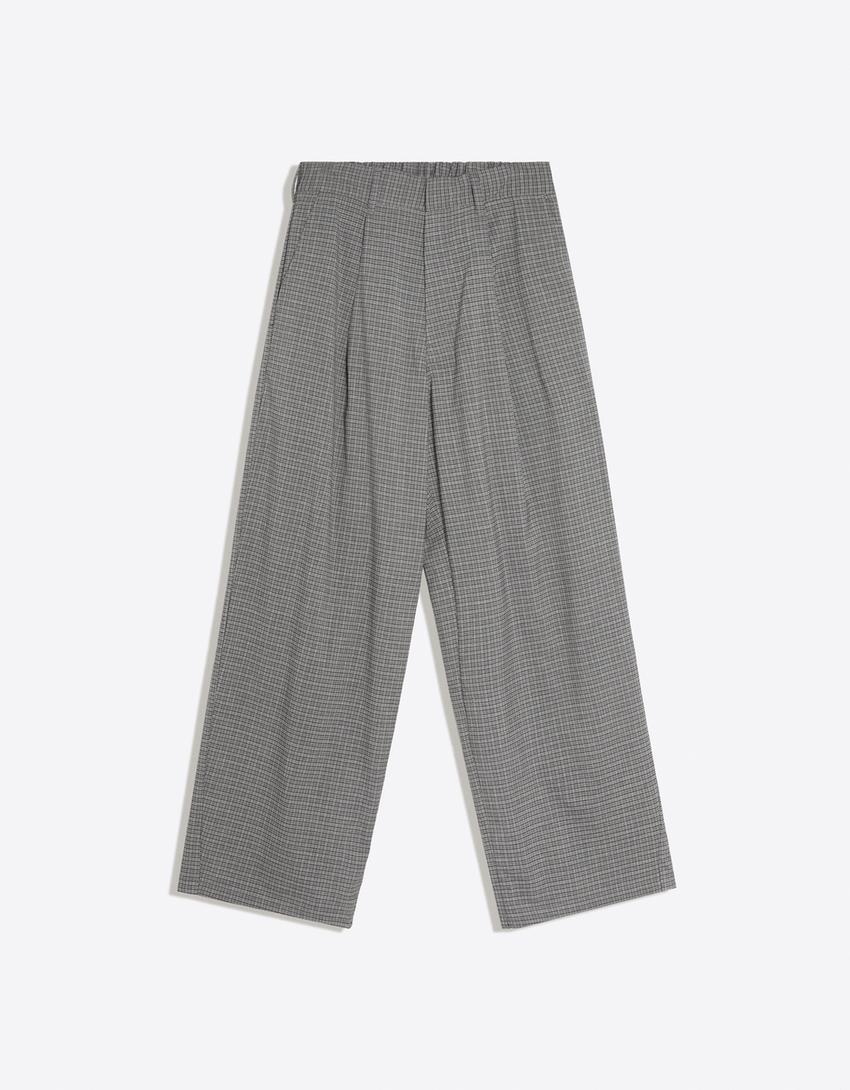 Pantaloni baggy a quadri-Grigio mélange