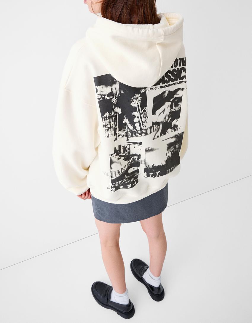 Sweatshirt capuz oversize estampado-Cru-2
