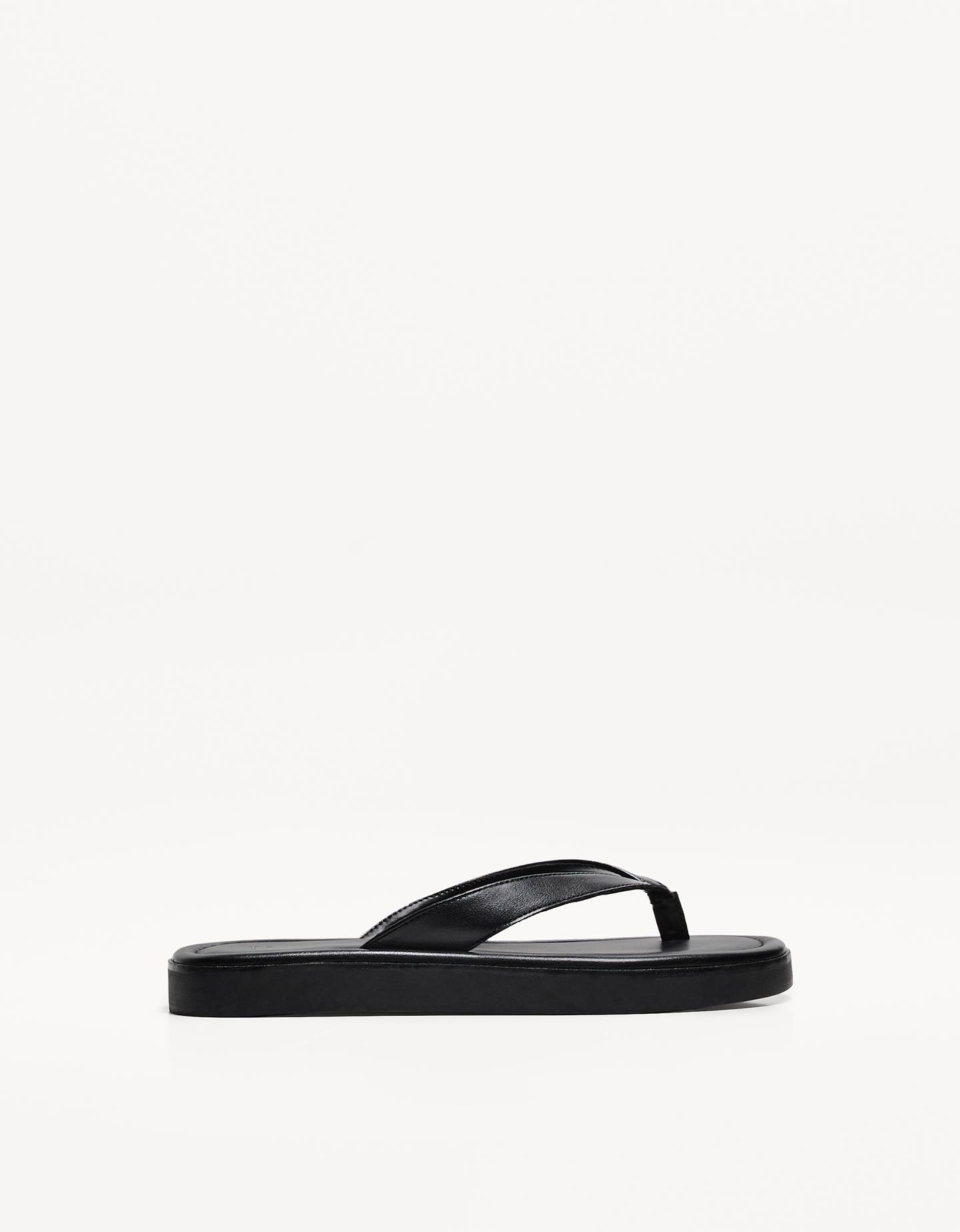 Bershka Sandalia Plana Tiras Mujer 35 Negro