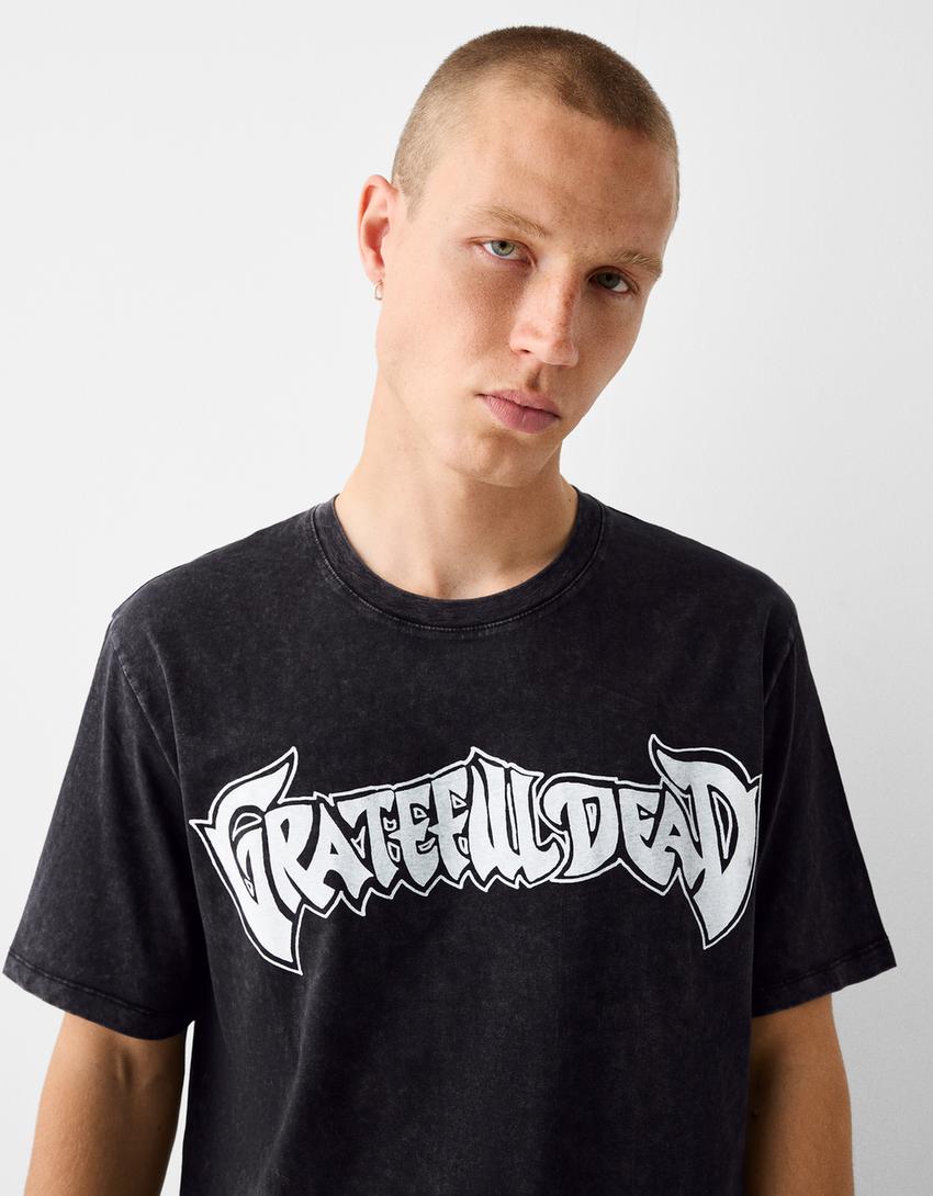 T-shirt Grateful Dead manga curta lavada-Preto-2