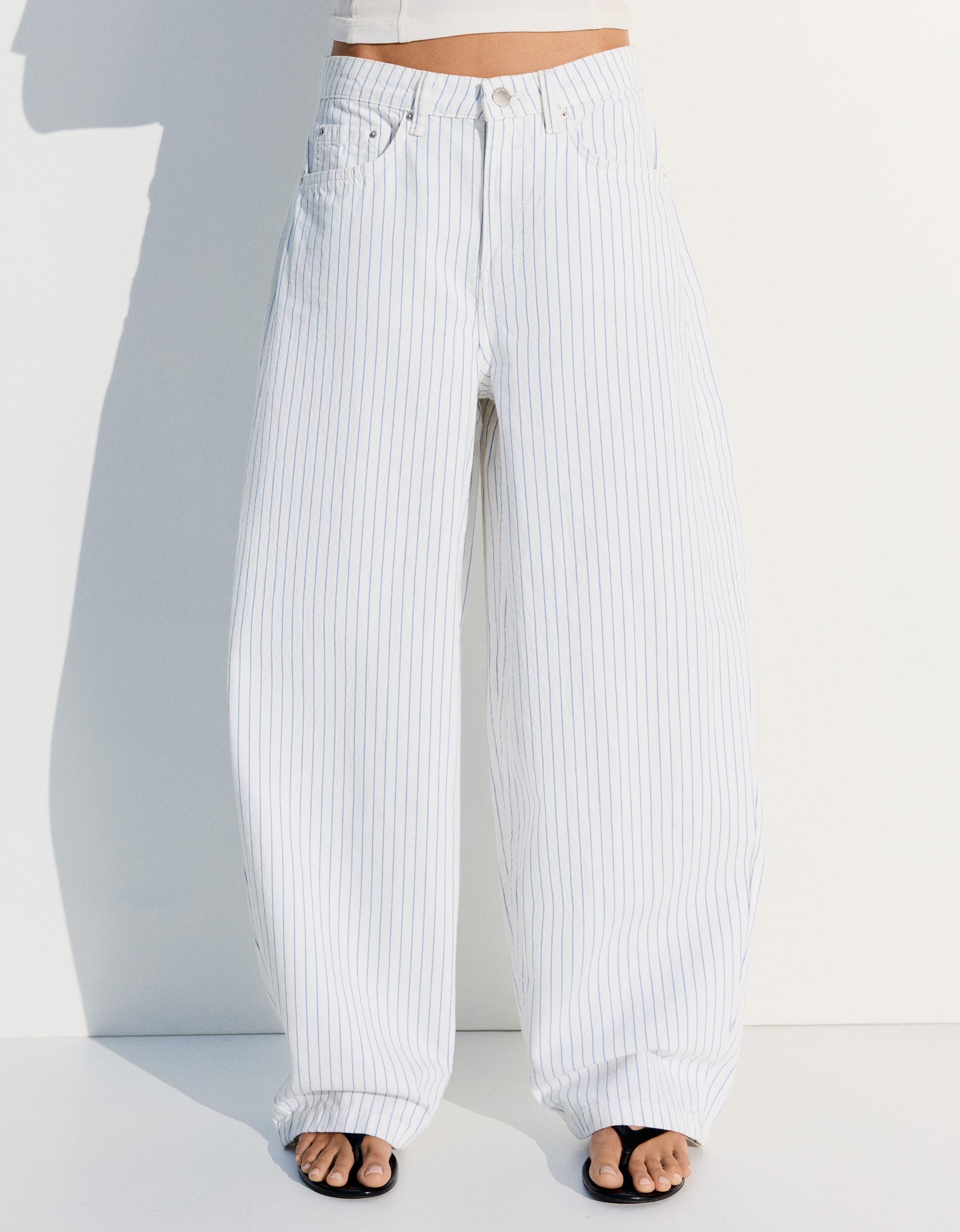 Stripe balloon trousers