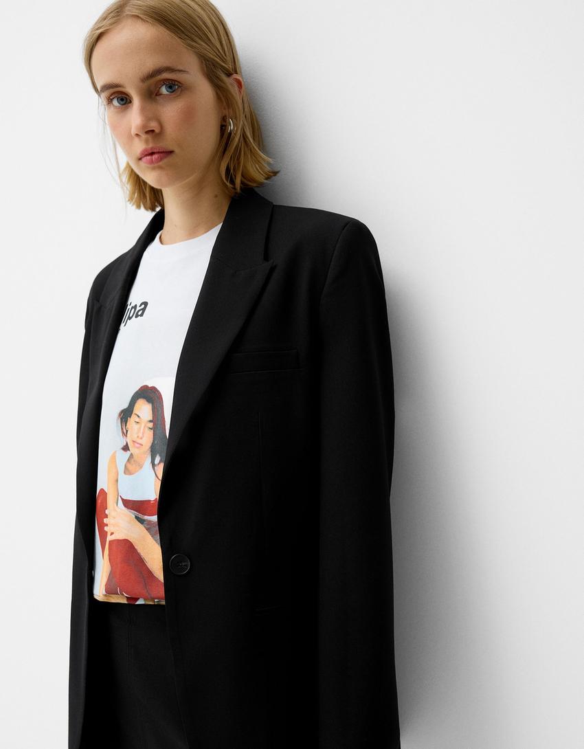 Tailored blazer and skort set-Black-2