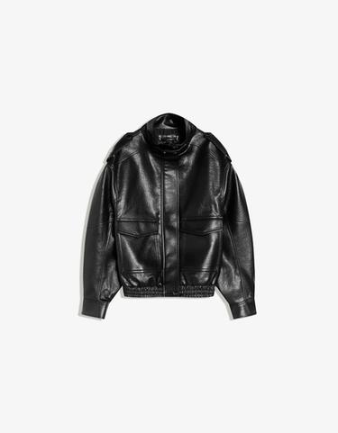 Leather effect funnel neck jacket — Black 5