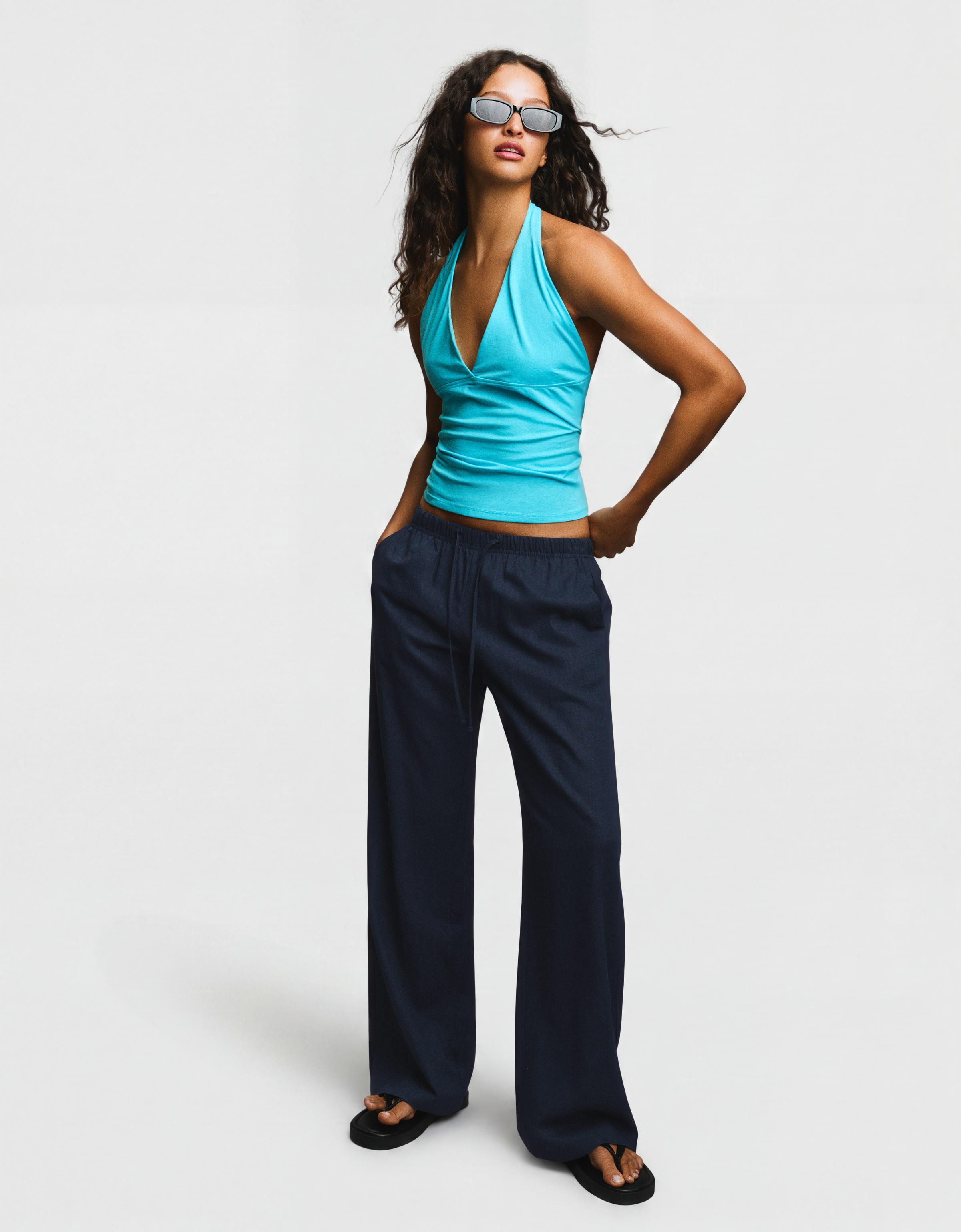 Elasticated waist trousers — Blue