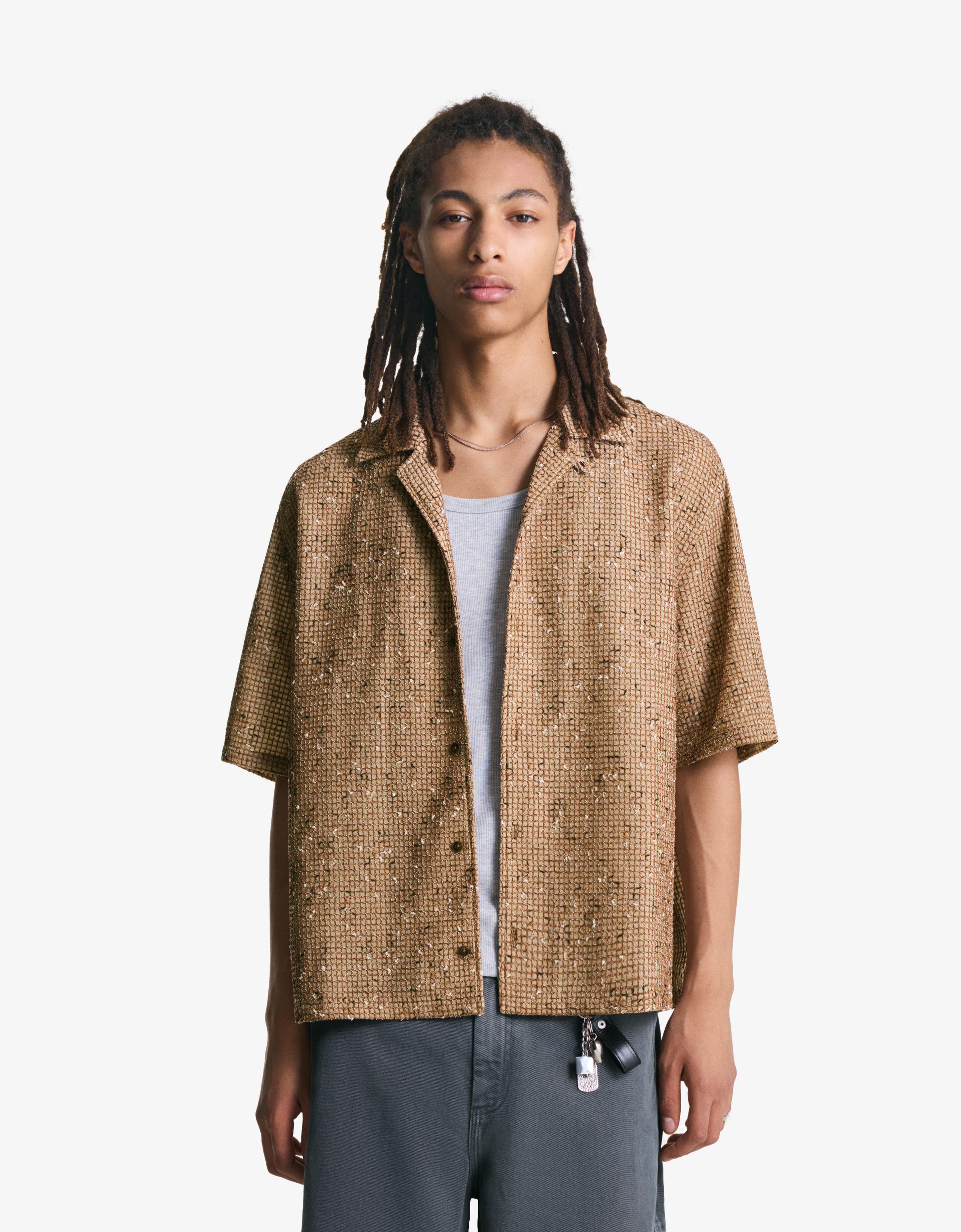 Bershka Boxy Kurzarmhemd Mit Struktur Herren M Braun