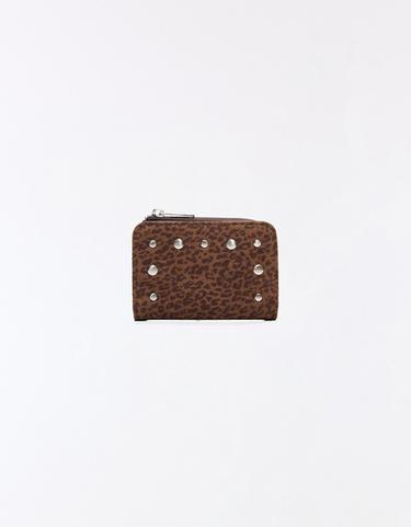 Studded animal print coin purse — Brown 1