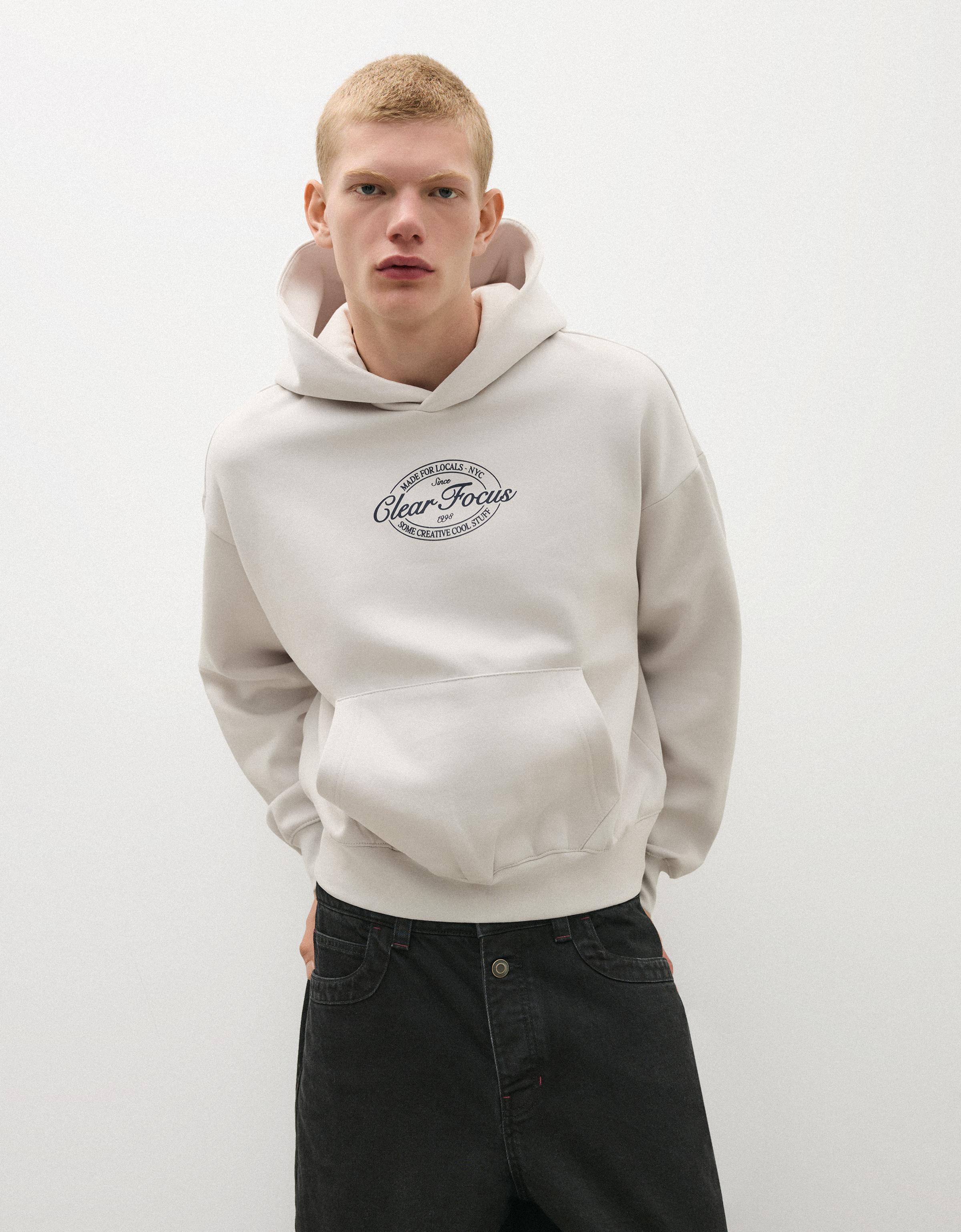 Hooded print sweatshirt — Grey