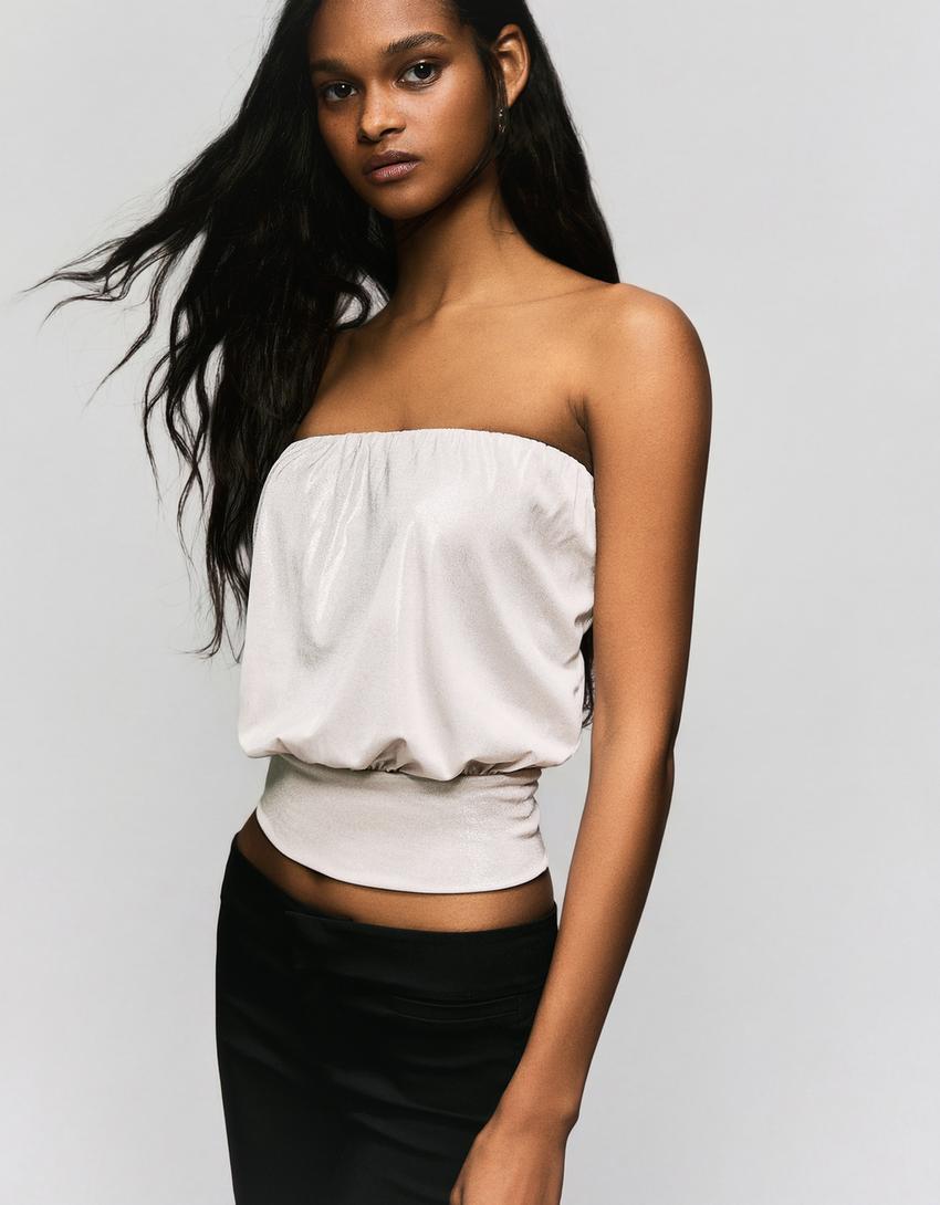 Balloon bandeau top-Cream