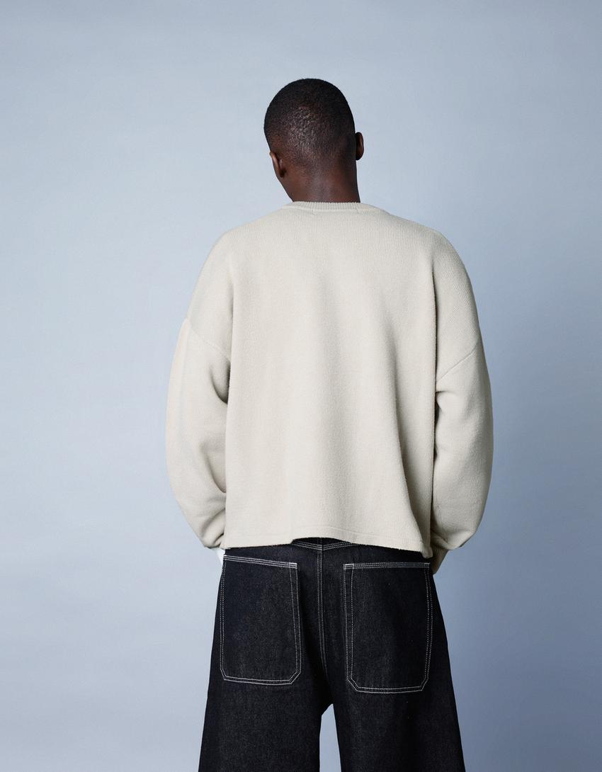 Pull imprimé-Blanc cassé