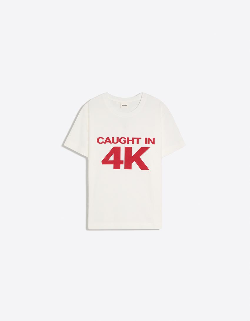 Small fit print T-shirt-White