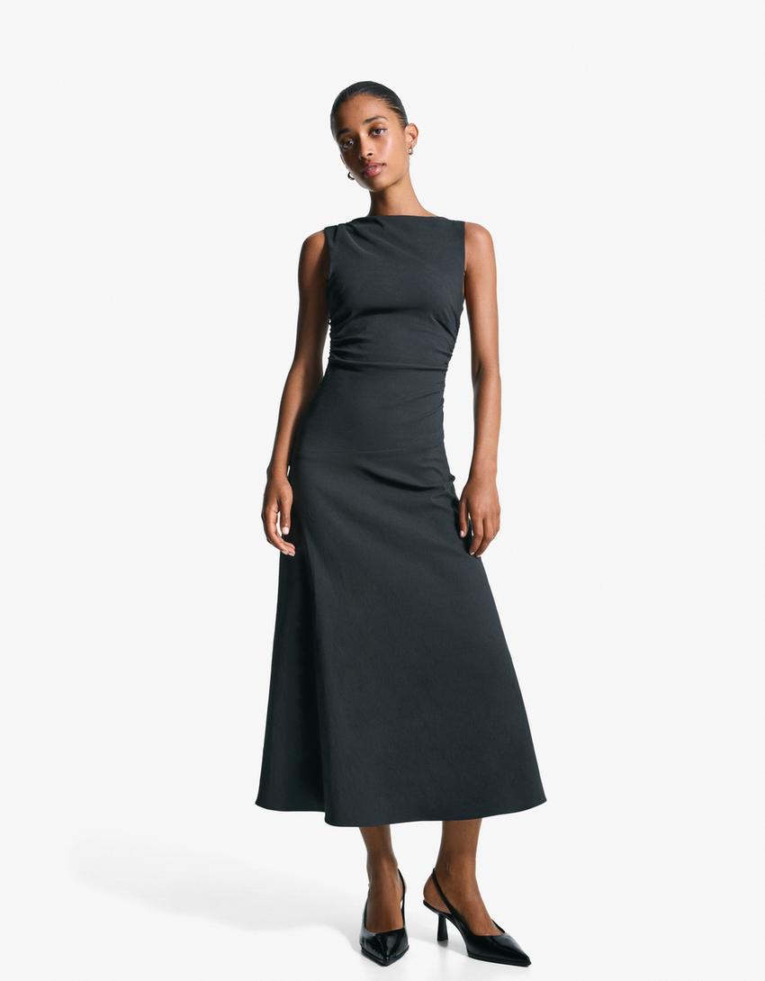 Bengaline midi dress-Navy