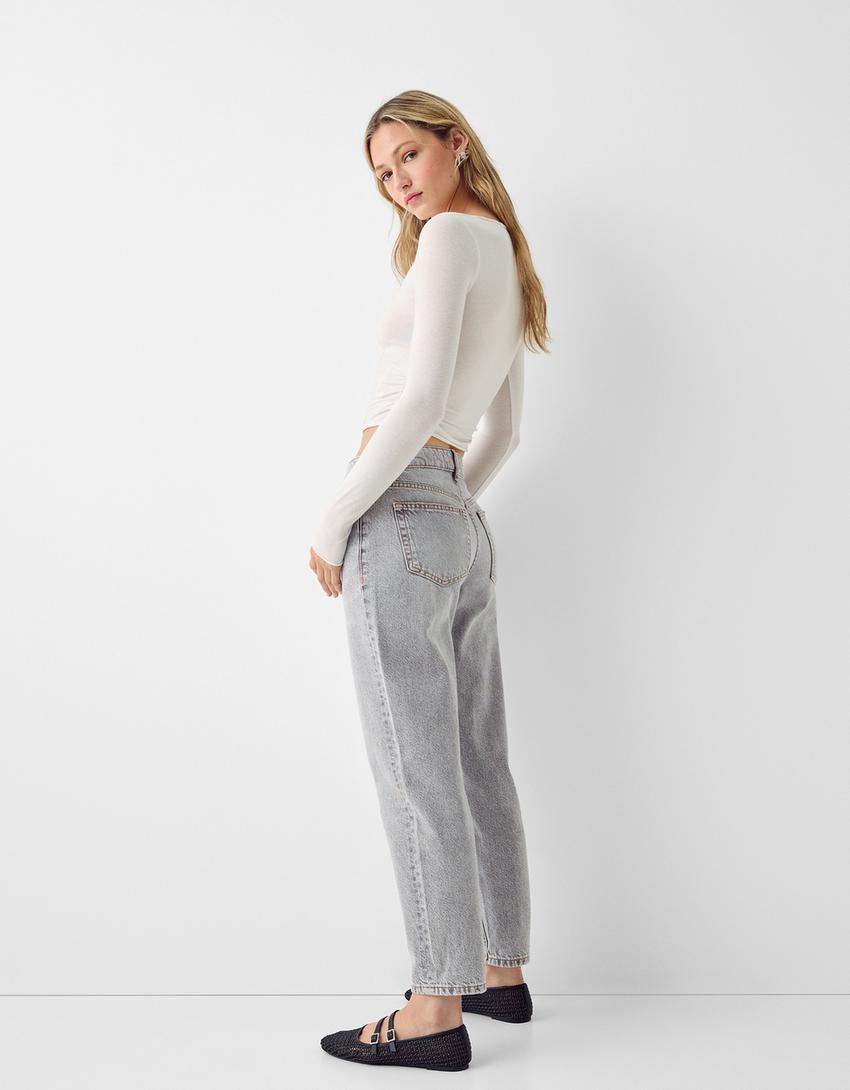 Jeans mom fit-Cinza-2